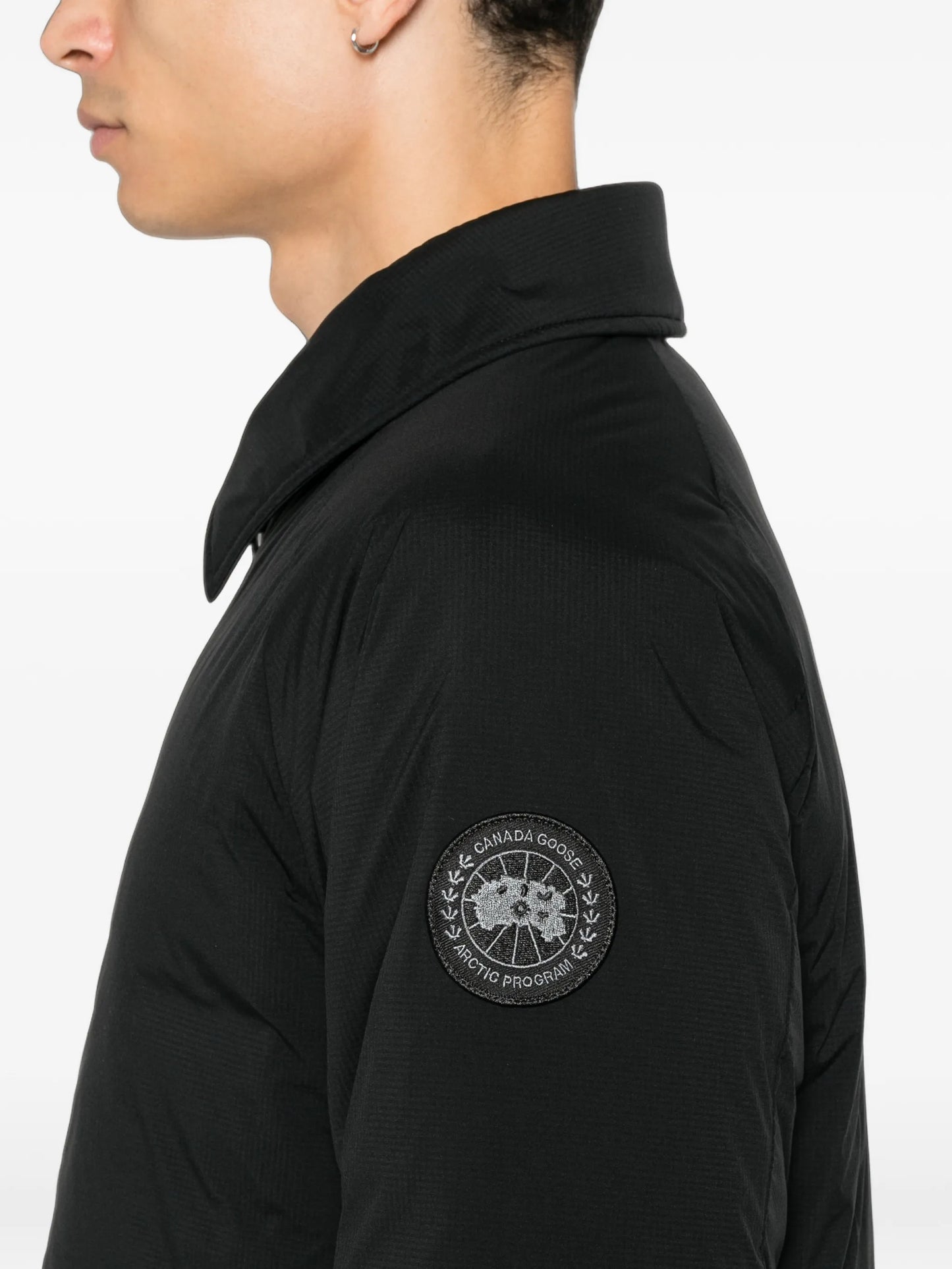 logo-patch zip-up coat