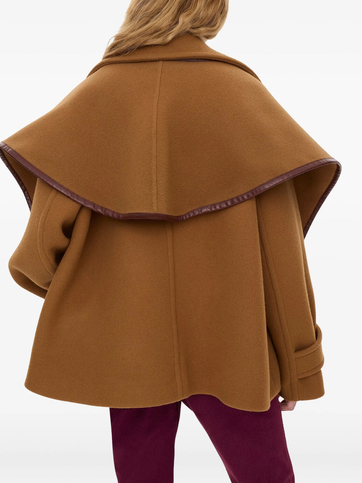 Paddington leather-trimmed buckled cape