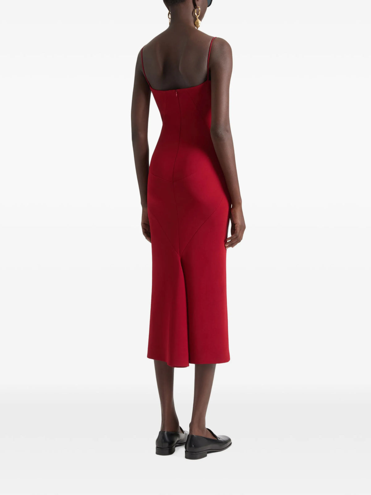 sliced midi dress in crepe cady