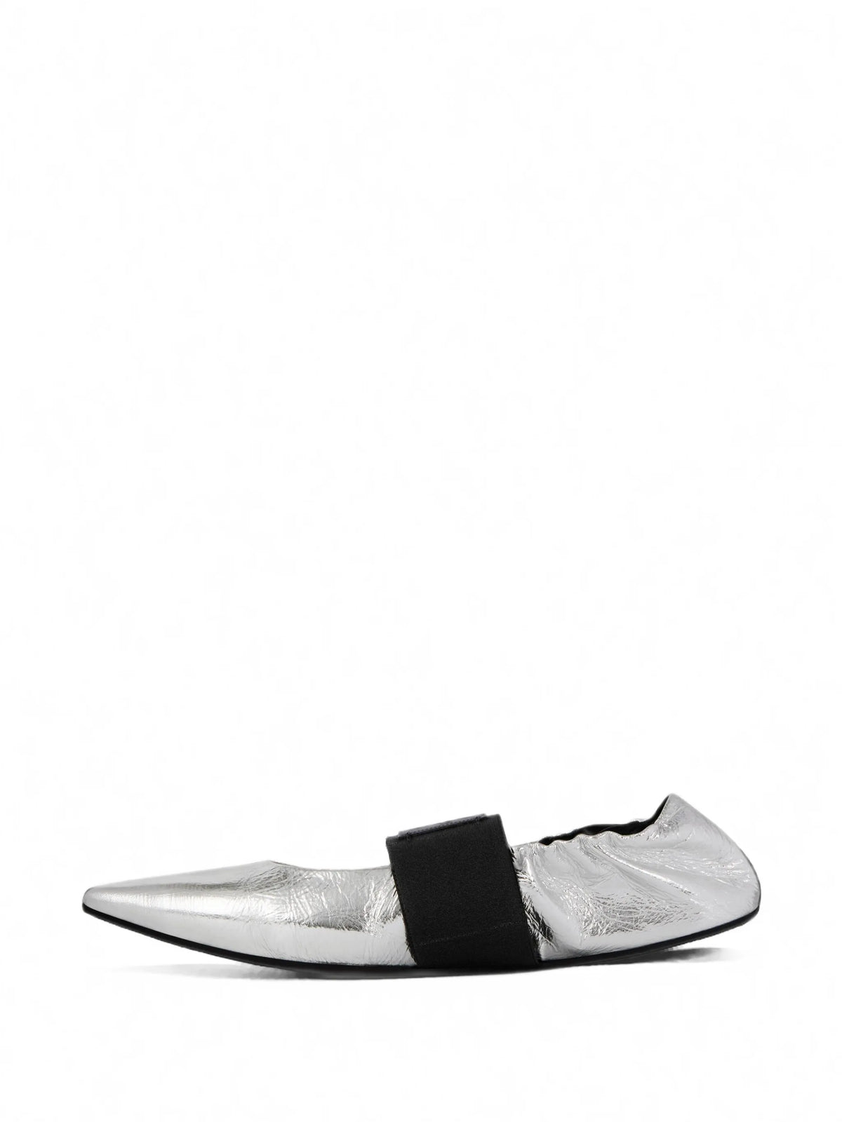 crush ballerinas in wrinkled-effect metallic leather
