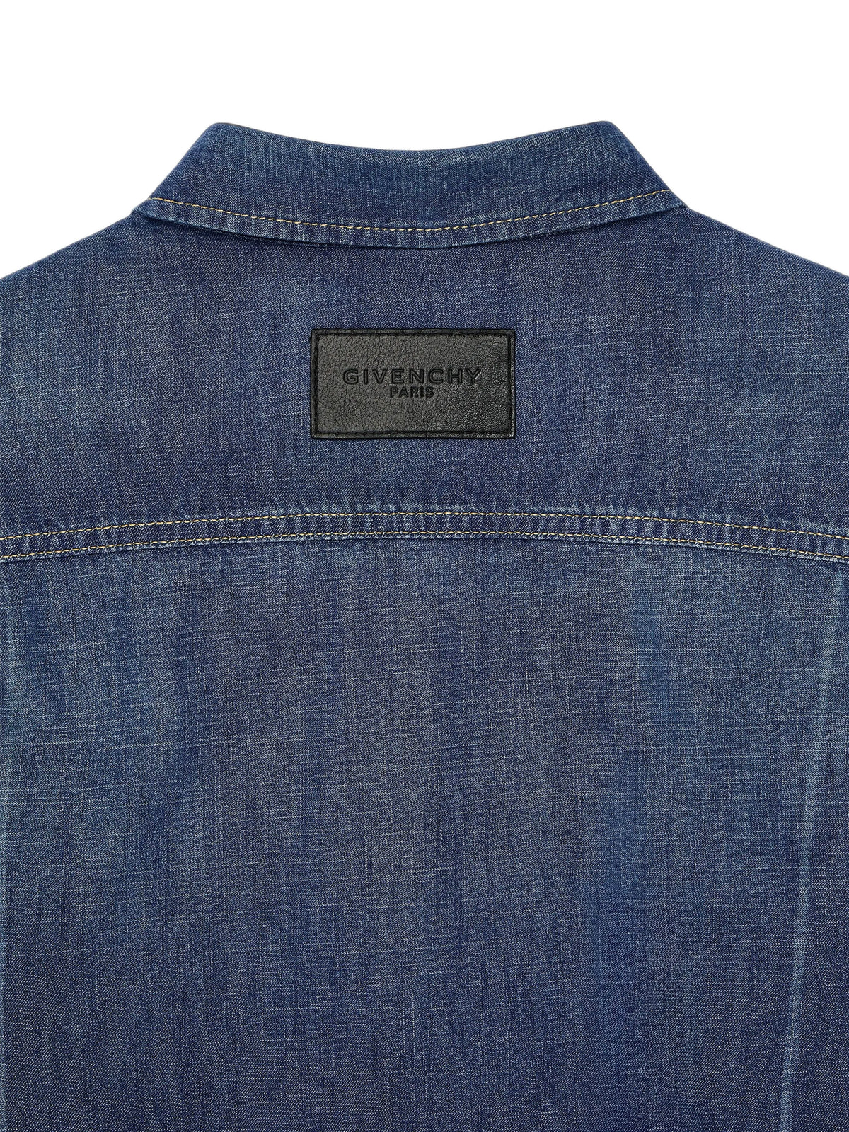 shirt in indigo blue denim with folded effect