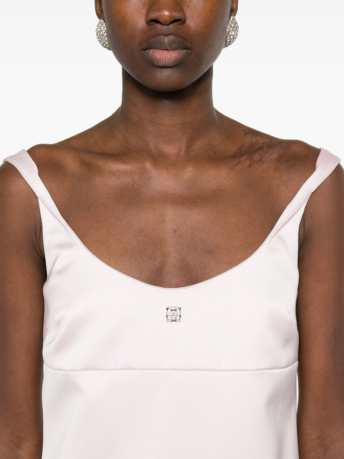 dress in satin with twisted straps and 4G detail