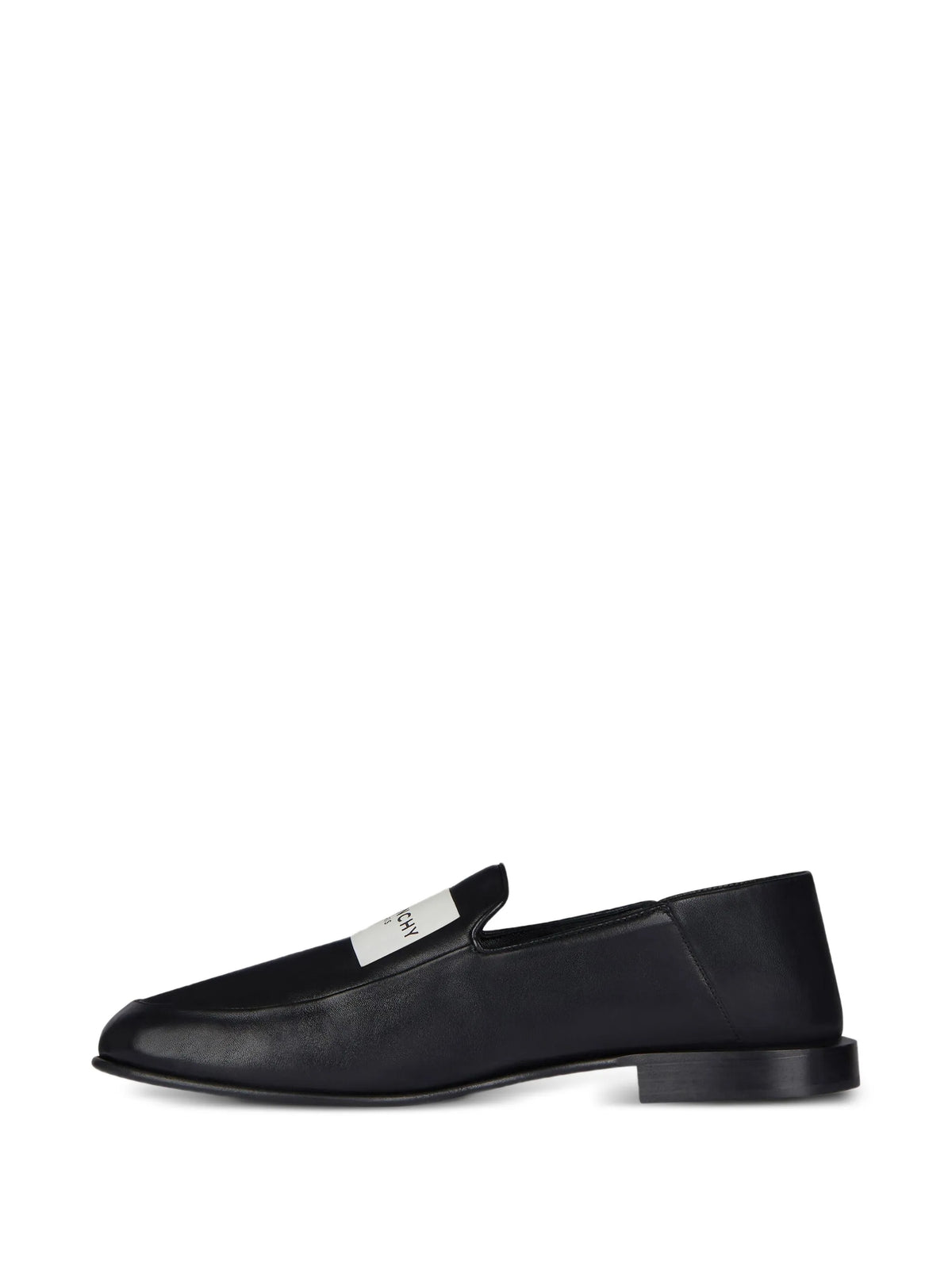 label loafers in shiny leather