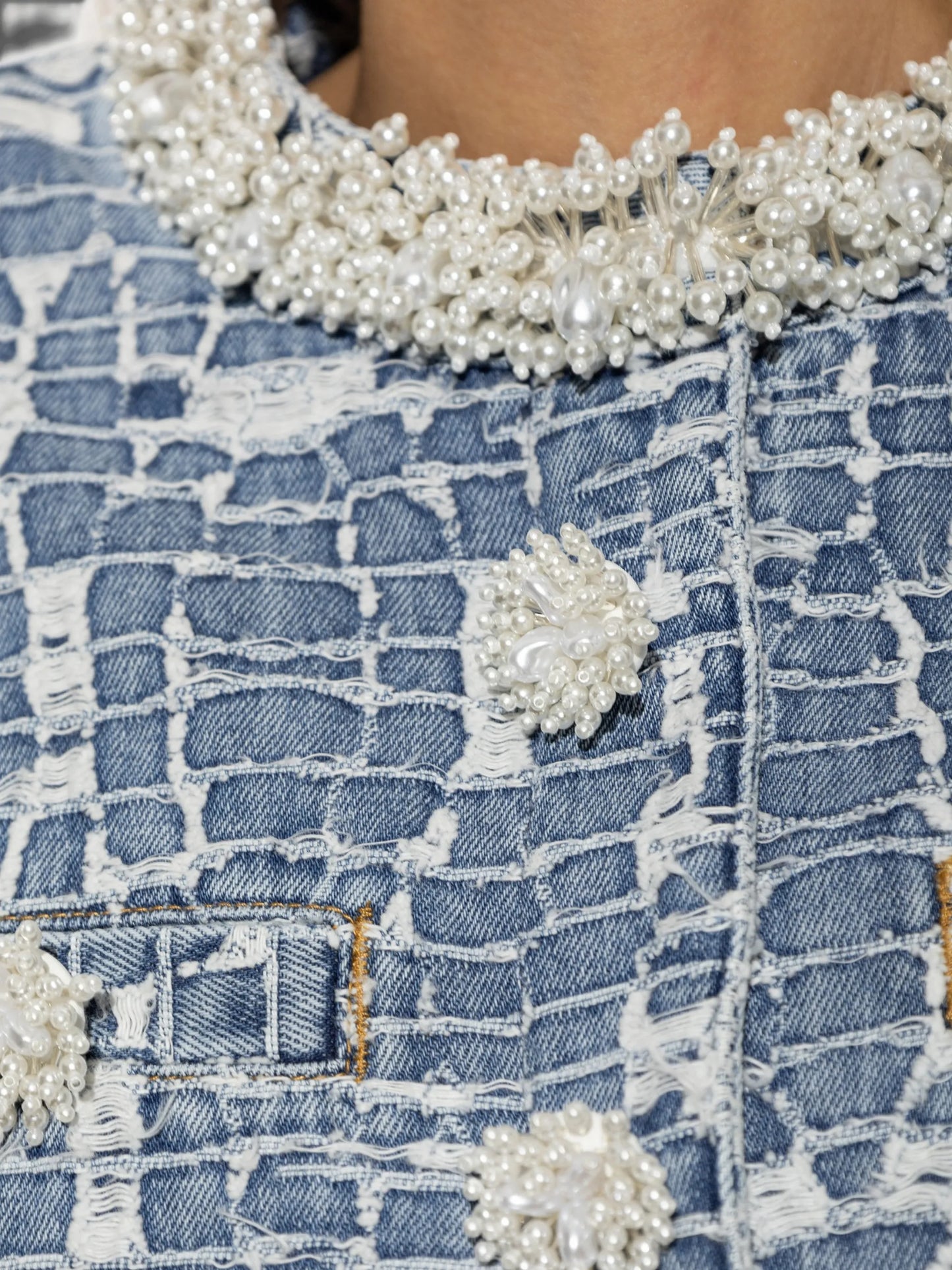 blue textured denim jacket