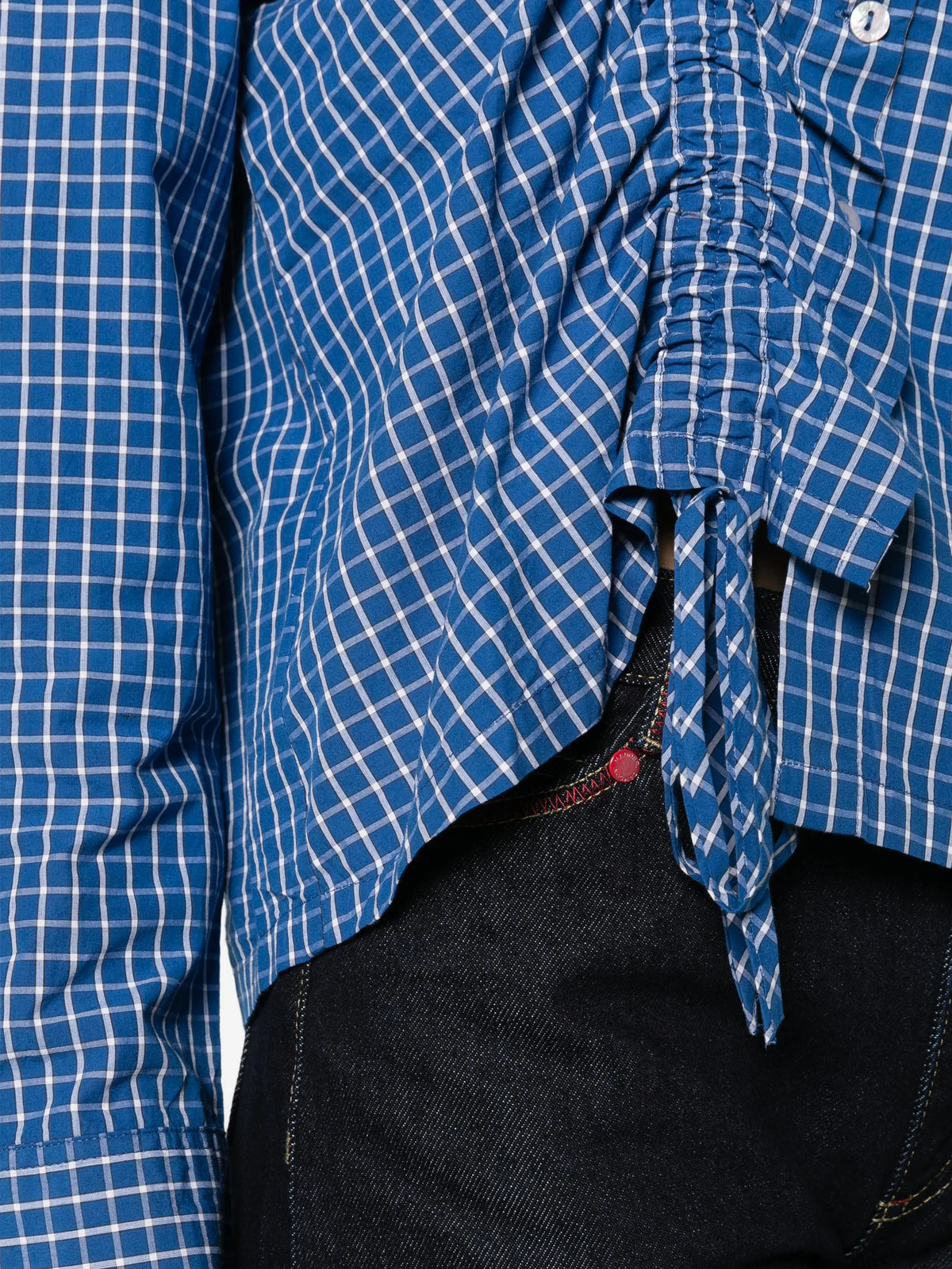 Talia ruched shirt blue check