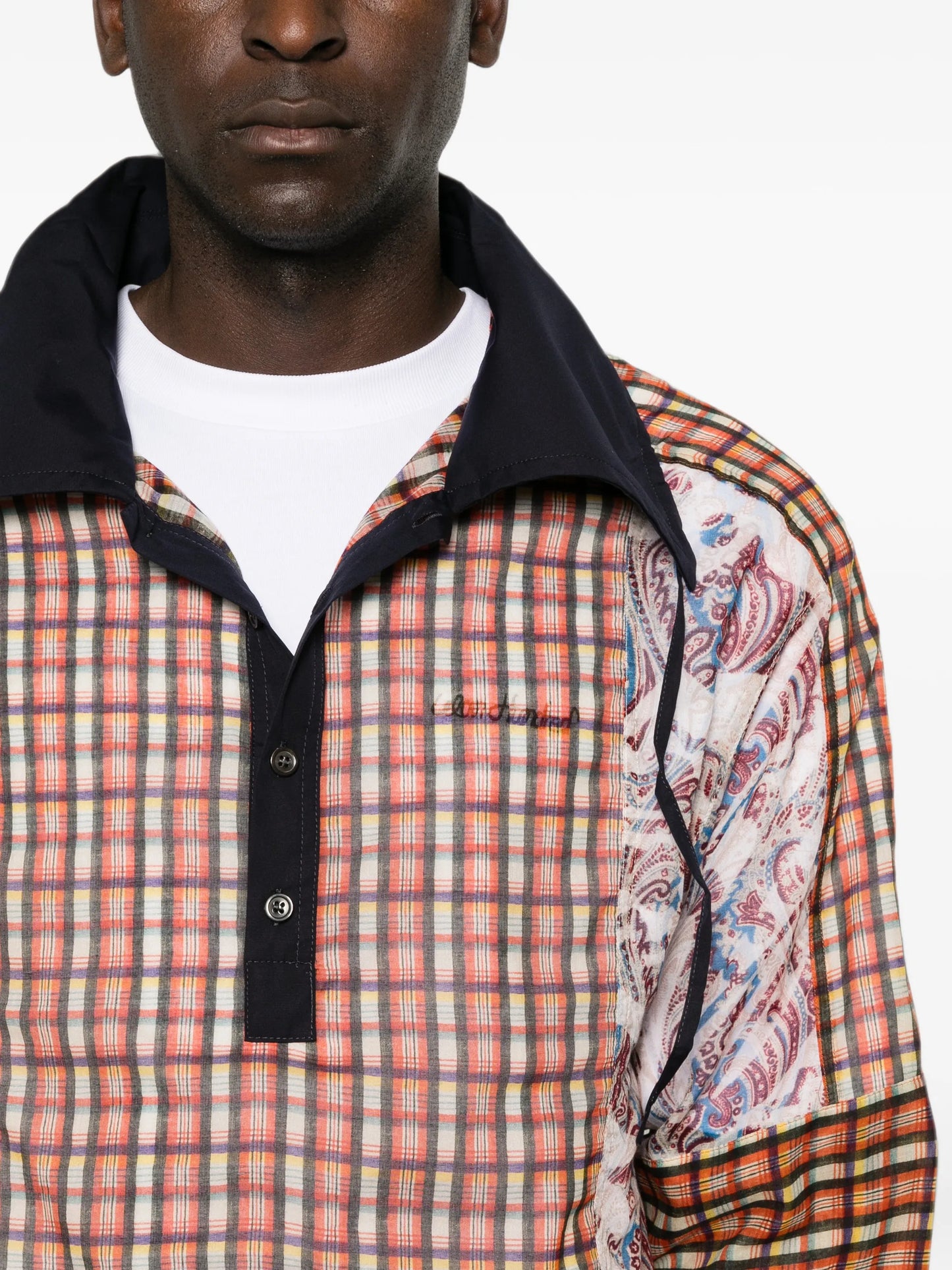 check paisley-print polo shirt