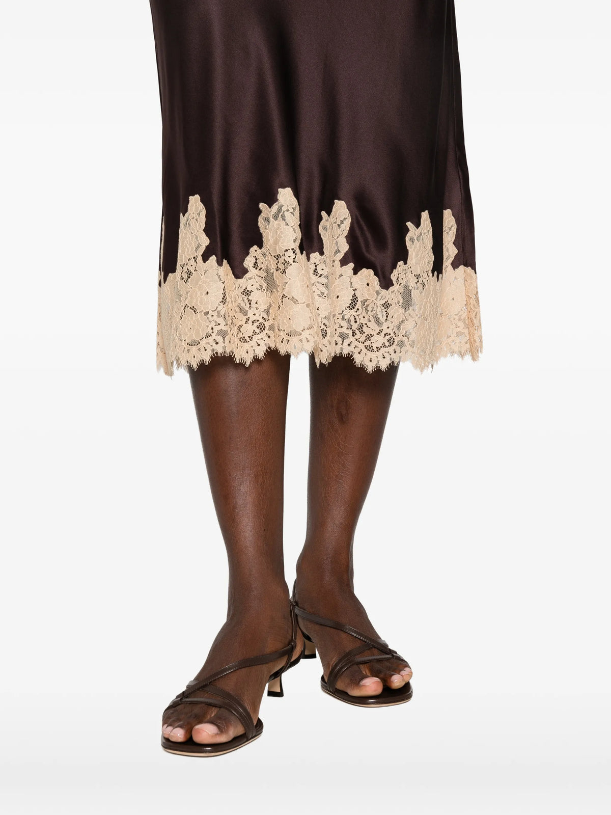 Elowette lace-trim midi skirt
