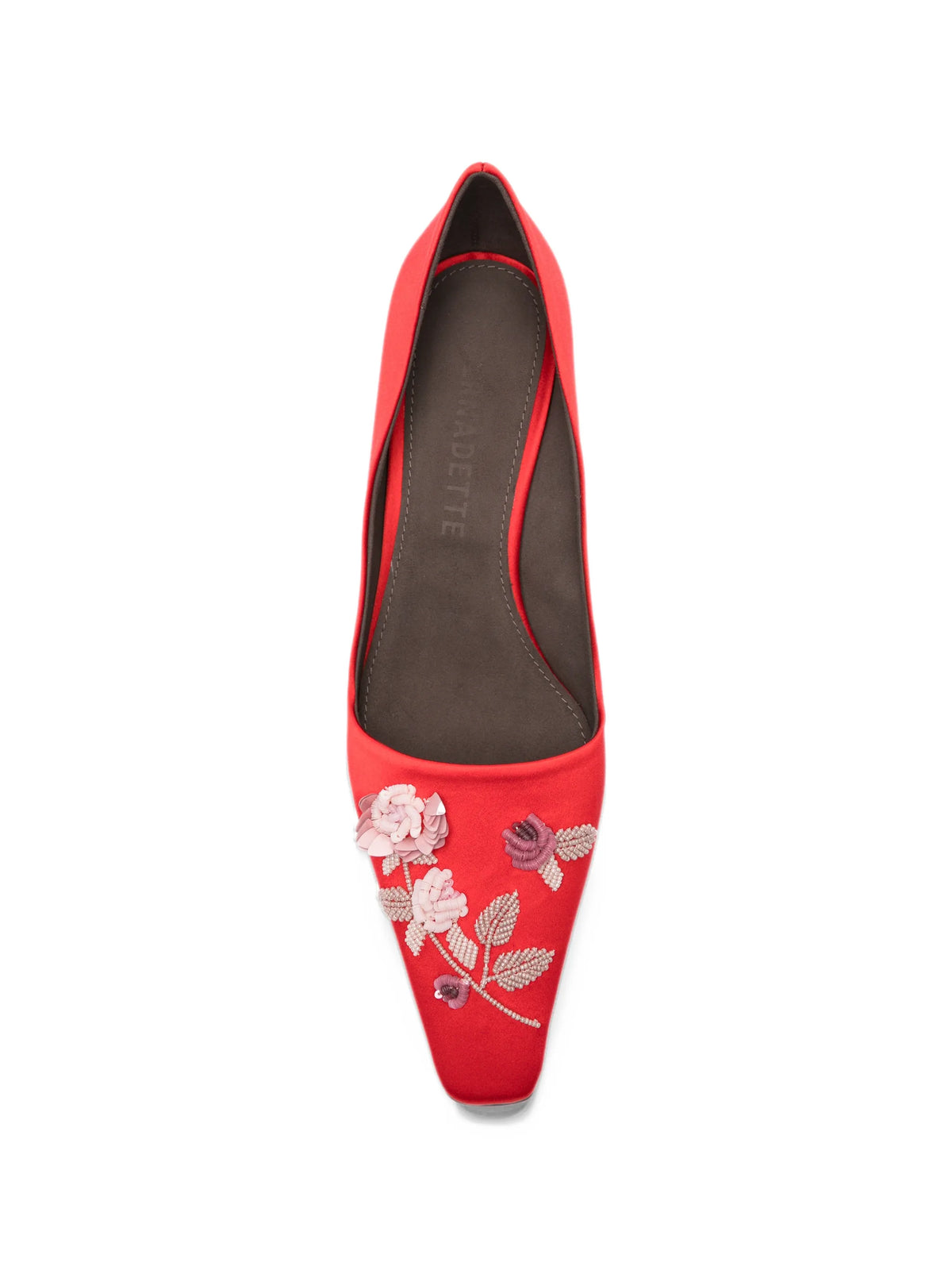 classic satin pumps rose embroidered