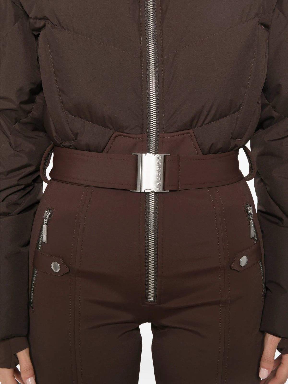 Ajax belted quilted ski suit