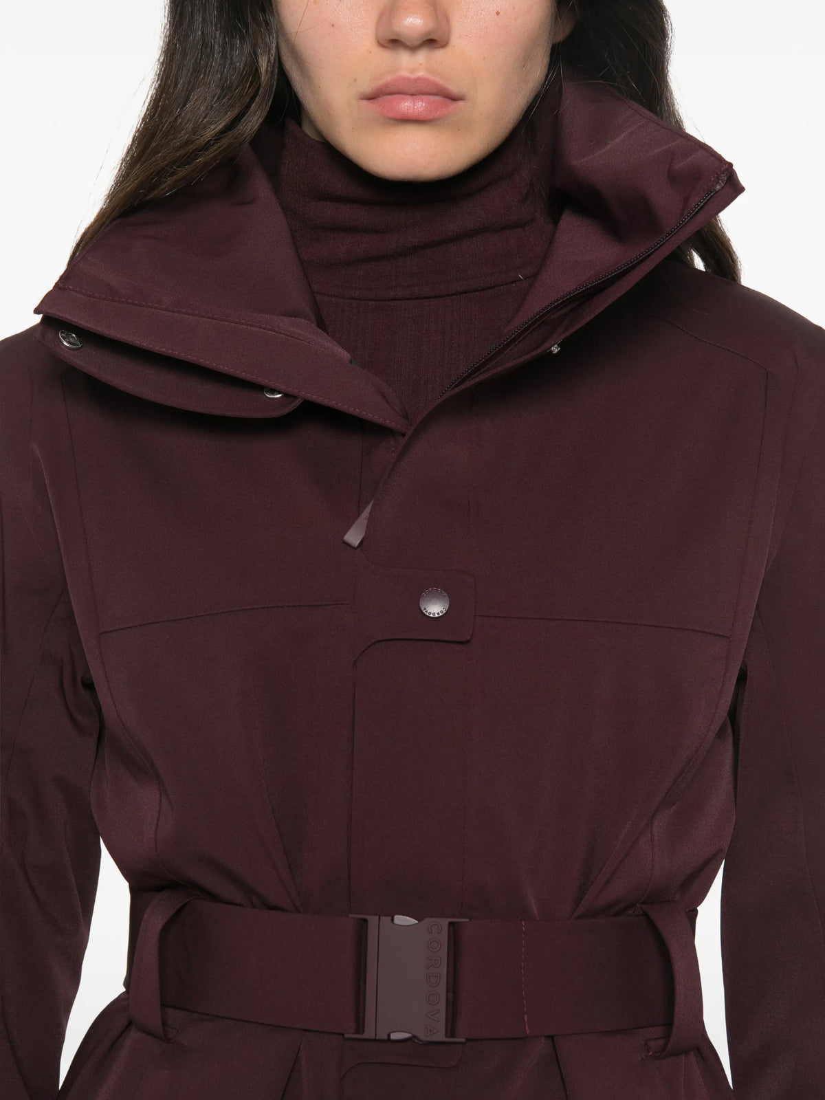 belted ski jacket