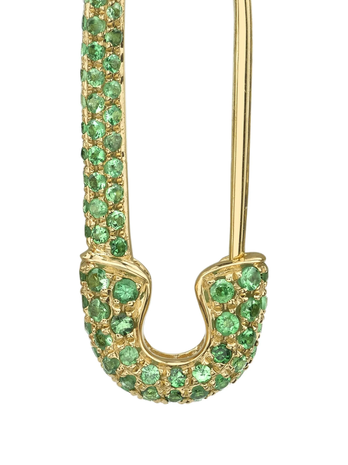 tsavorite safety pin earring