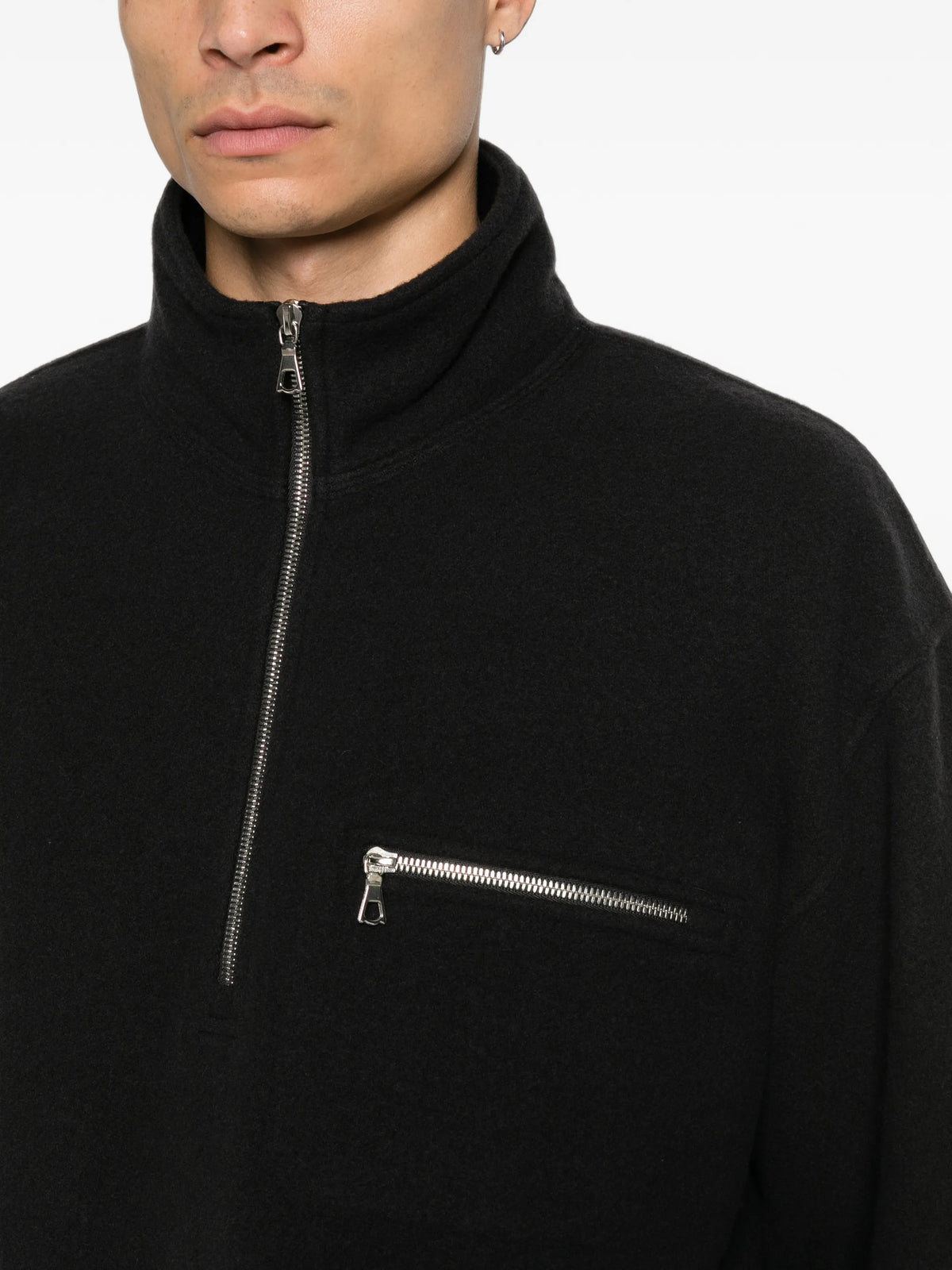zipped-pocket high-neck sweater