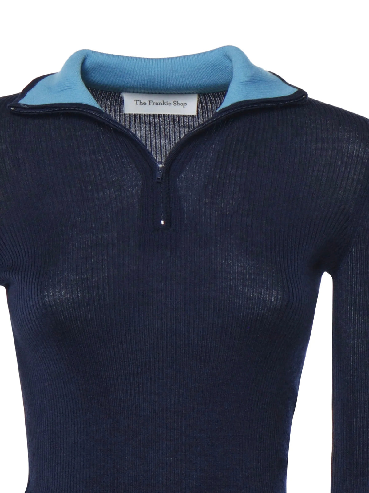Sade ribbed-knit zip-up sweater