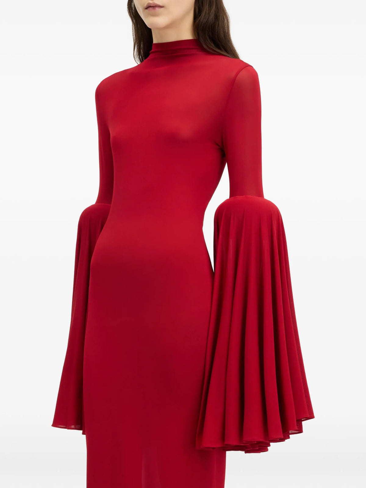 pleated-sleeve long dress