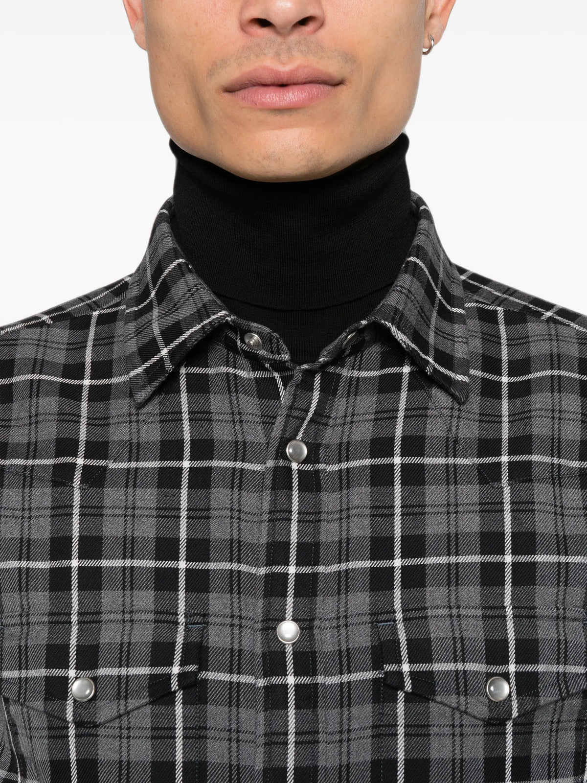 check-pattern button-down shirt
