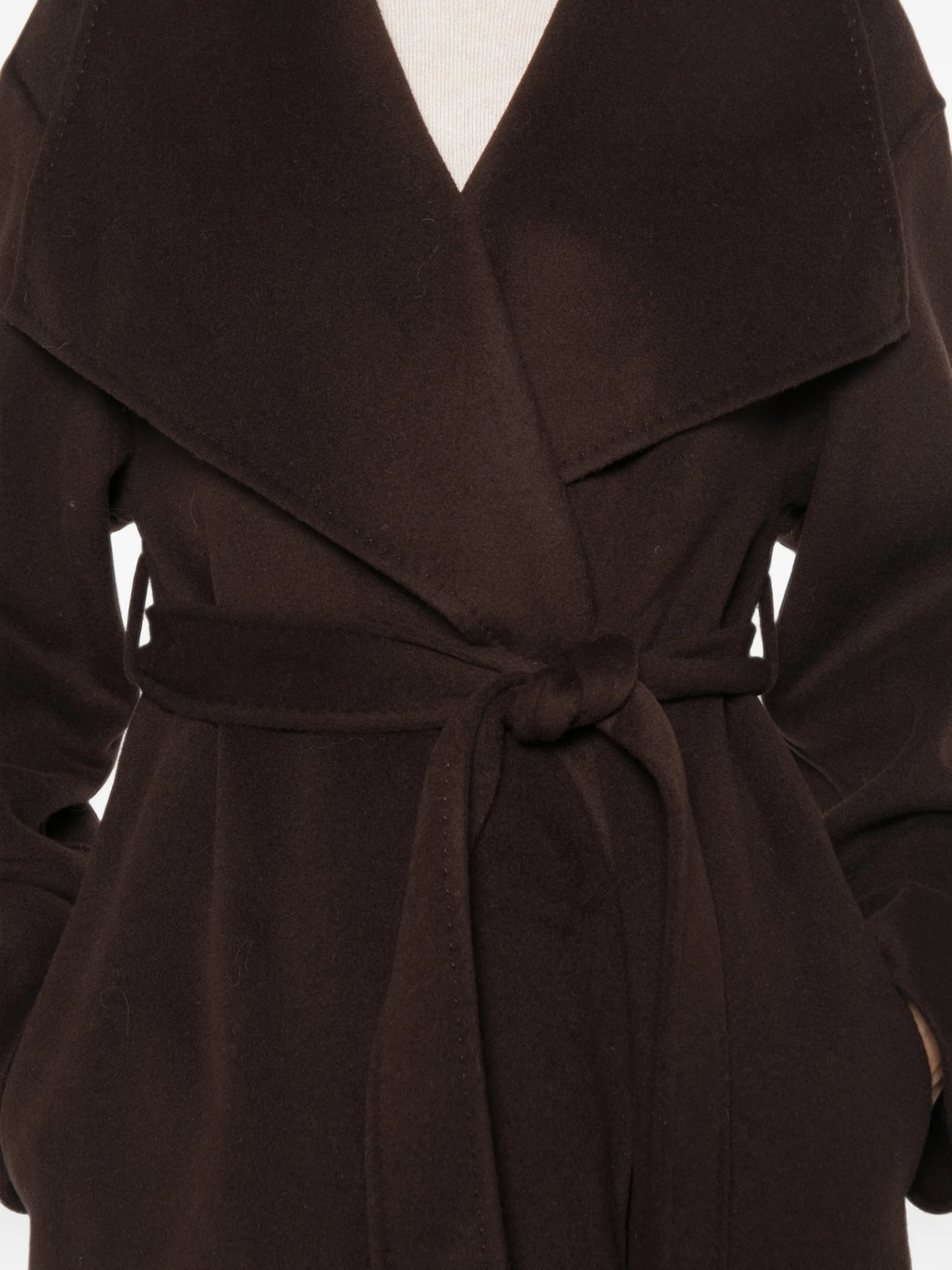 belted shawl-collar coat