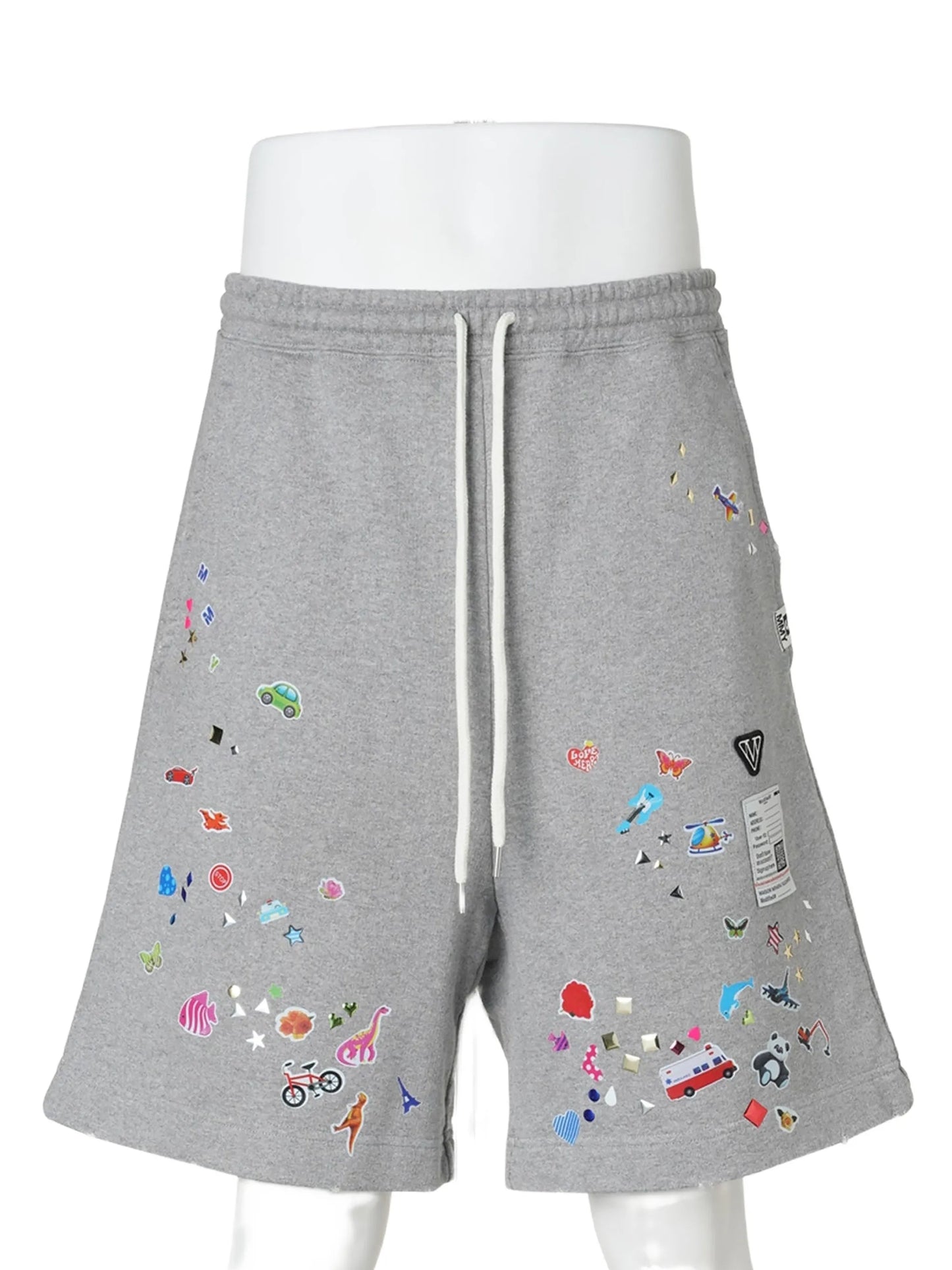 kids-sticker printed sweat shorts