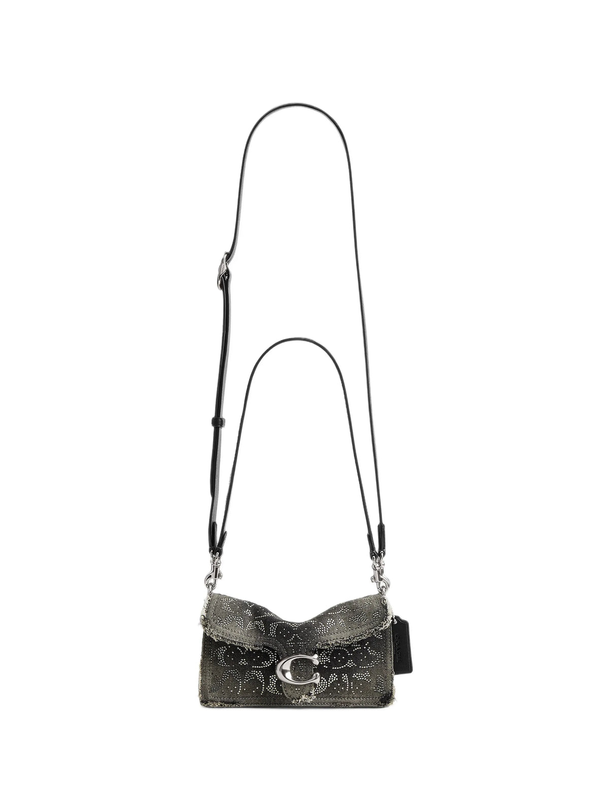 Tabby shoulder bag 20 in regenerative cotton denim with loved crystal Signature