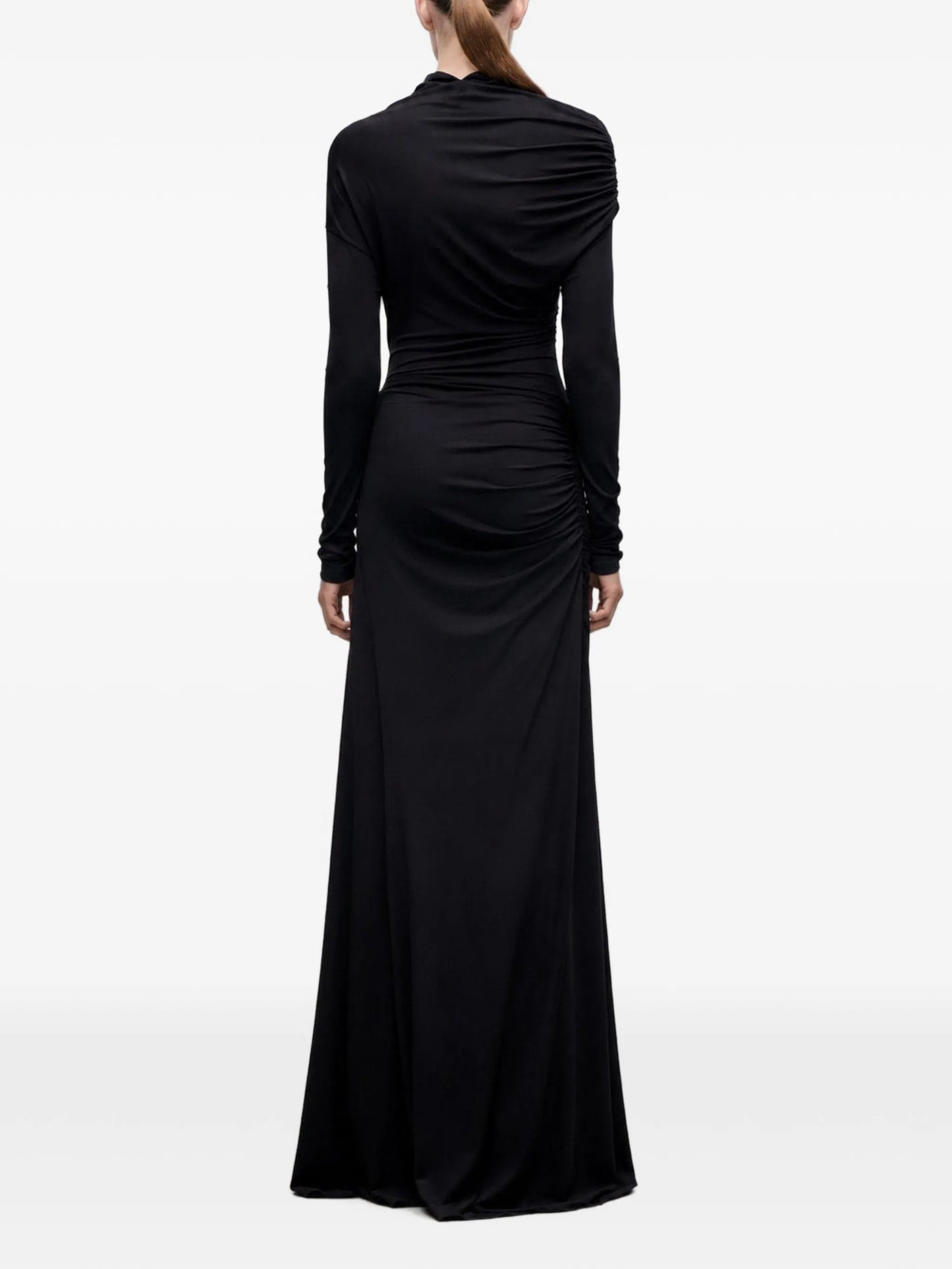 ruched long-sleeve maxi dress