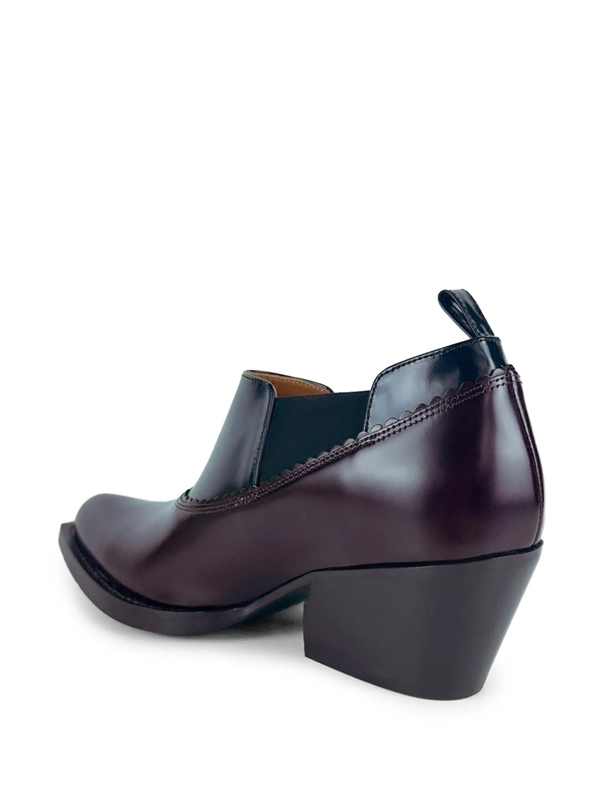 scalloped-trim leather boots
