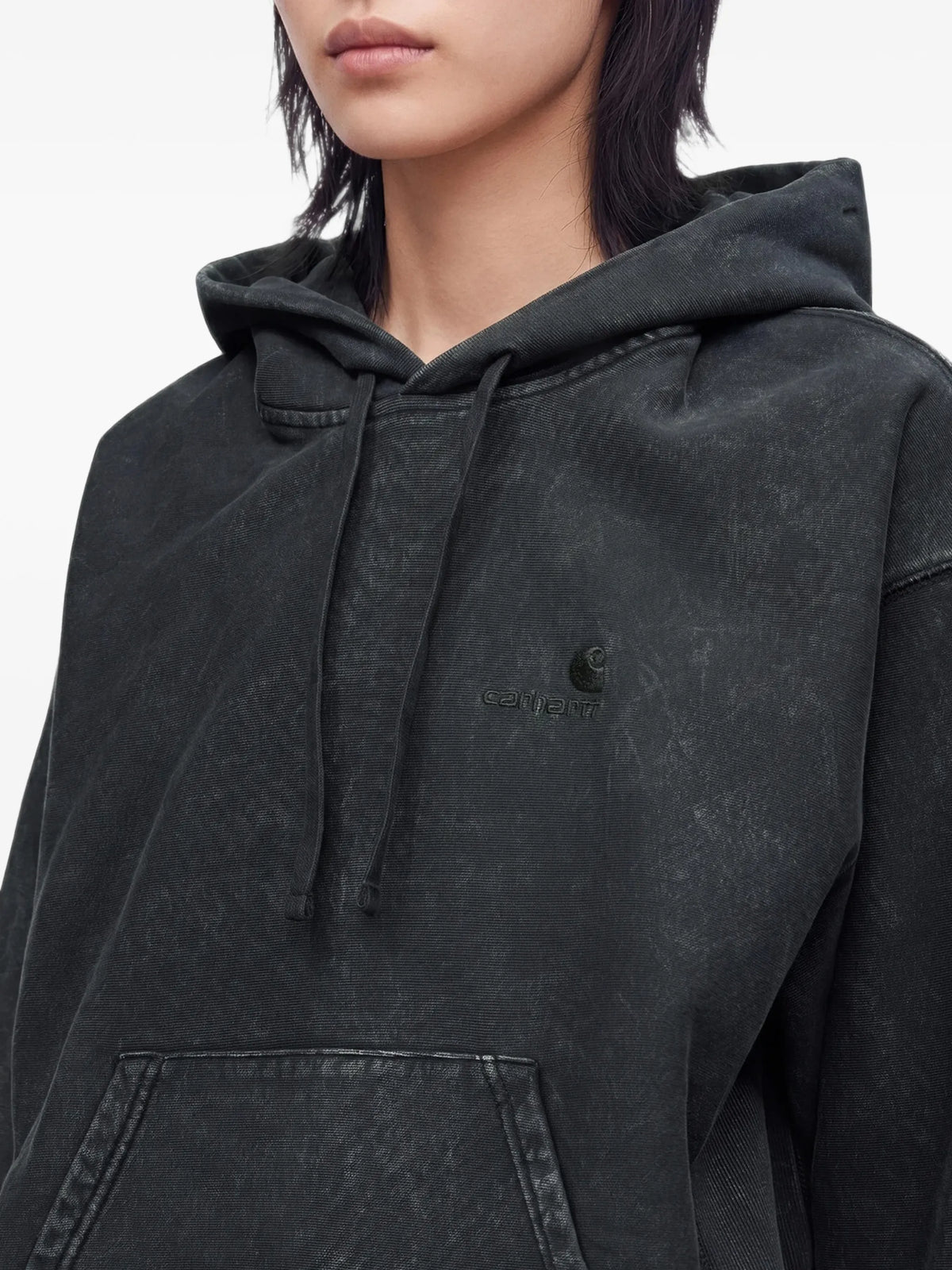 Lambert acid-wash logo-embroidered hoodie