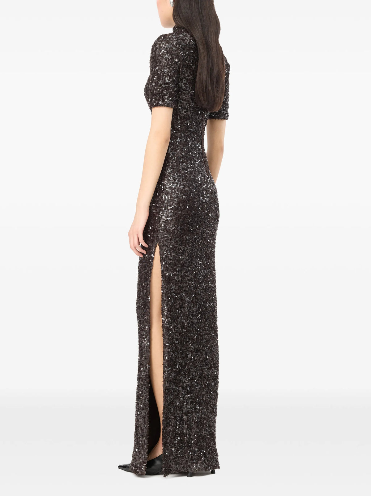 sequin-embellished side-slit dress