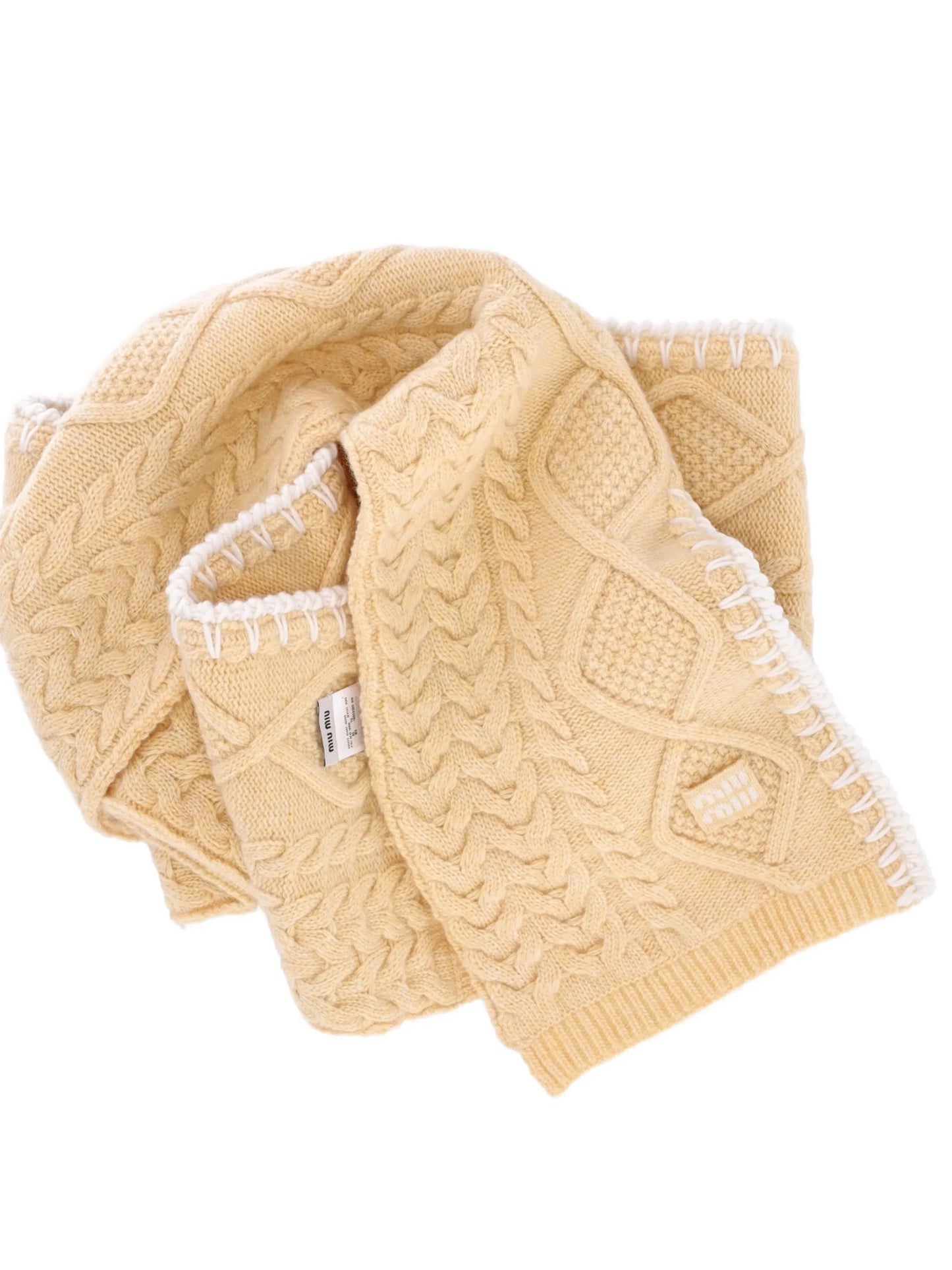 cable-knit embroidered scarf