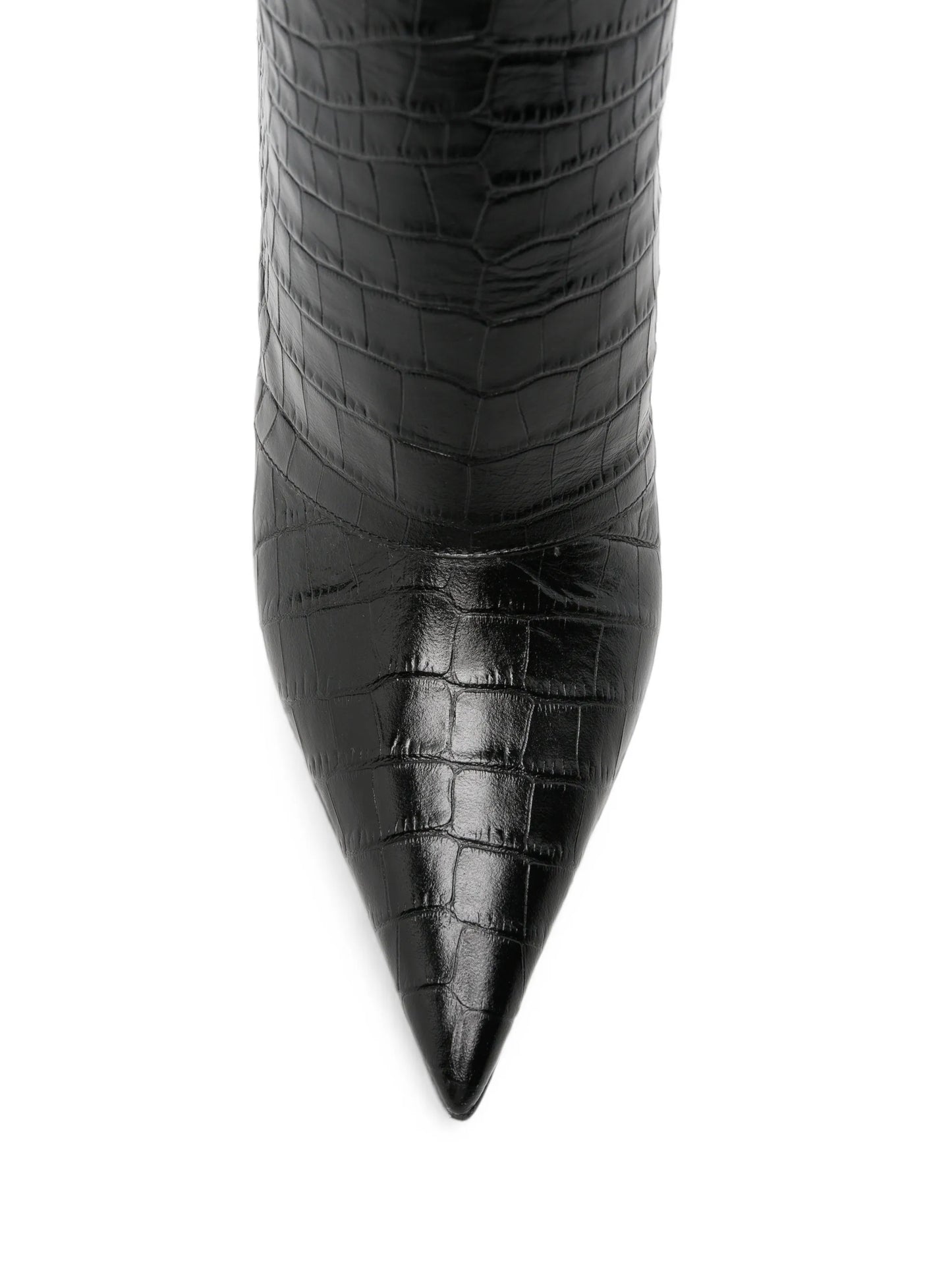 croc-effect over-the-knee boots