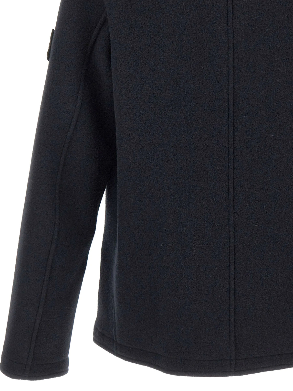 double-breasted logo-patch coat