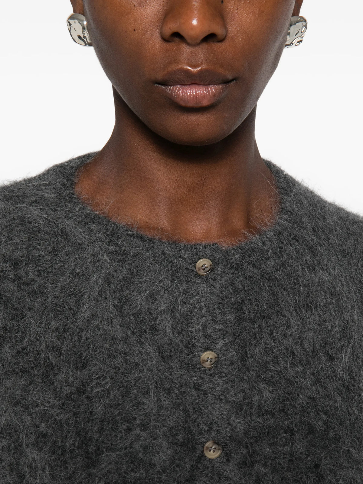brushed-finish button-up cardigan