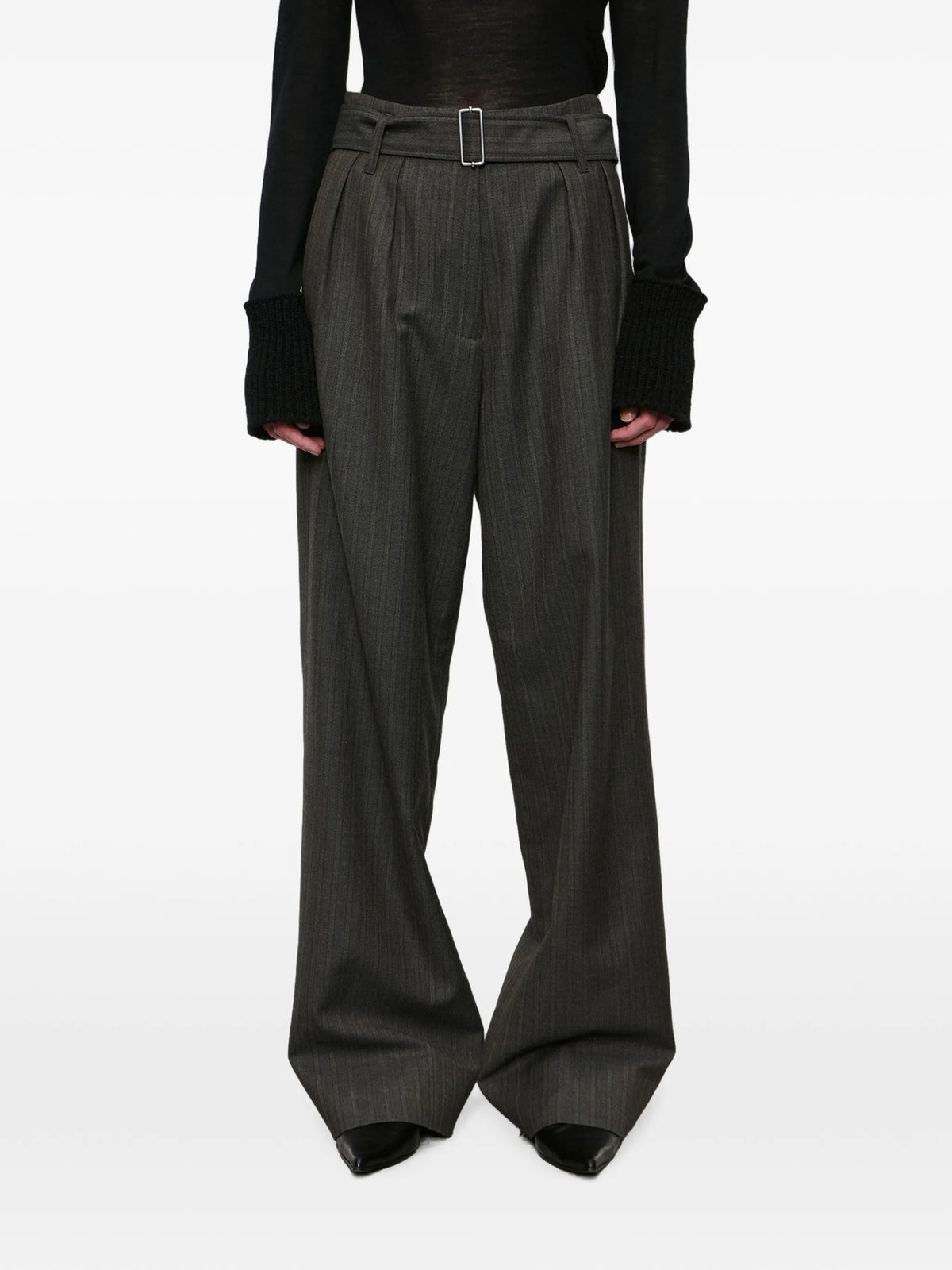 Soar pinstriped-wool trousers