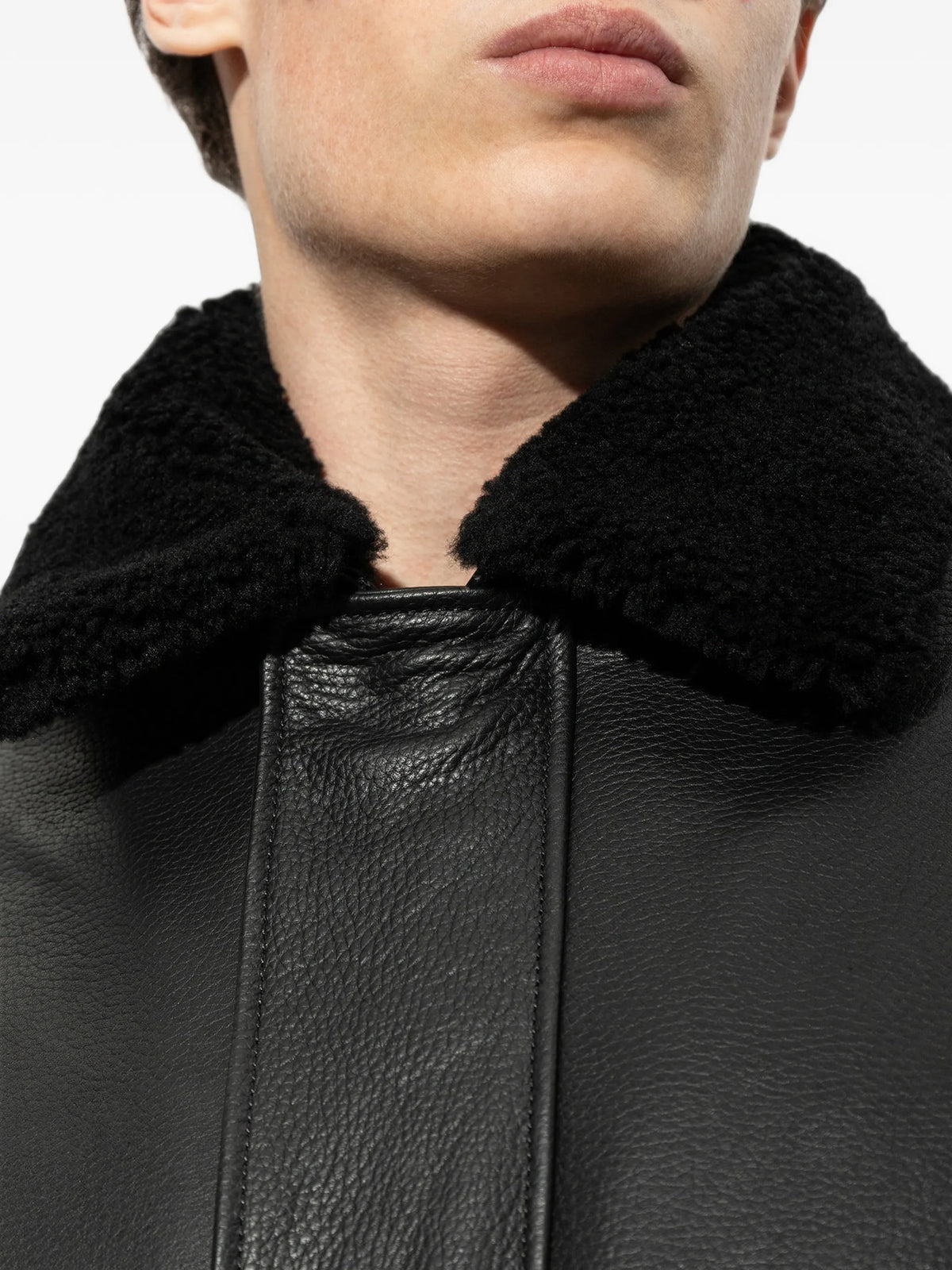 Bari faux-fur-collar leather jacket