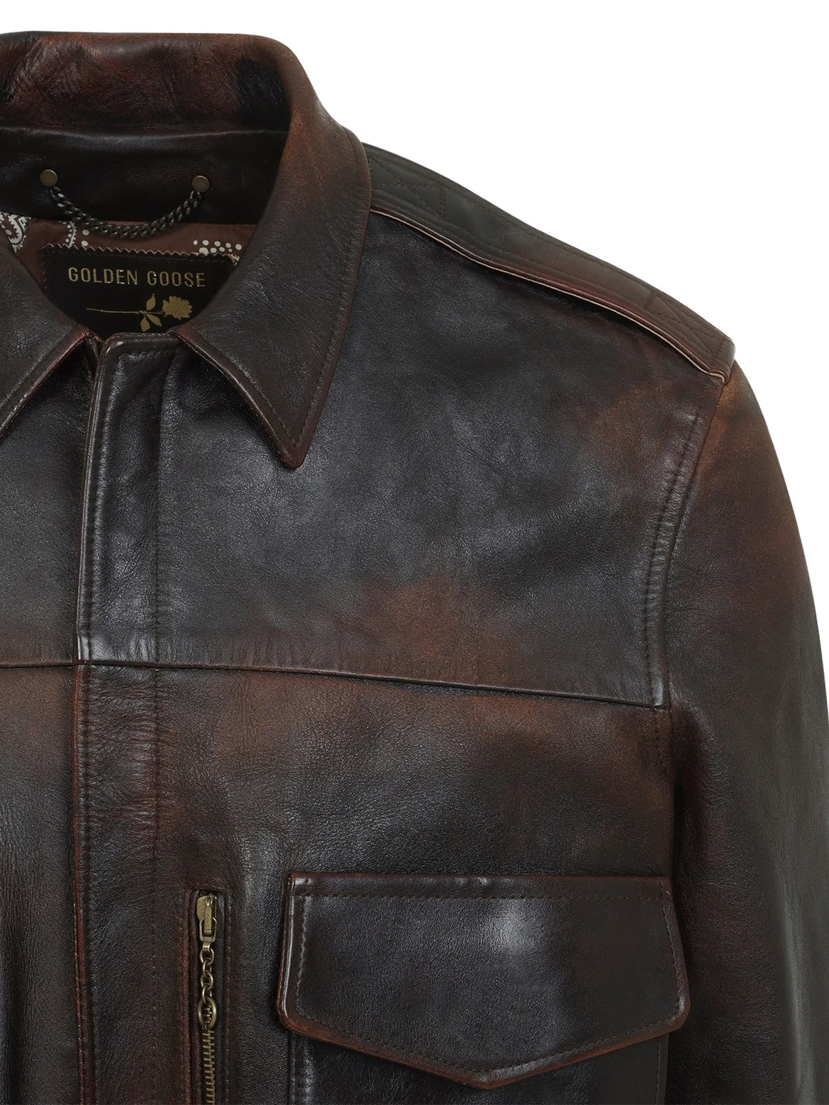 flap-pockets leather jacket