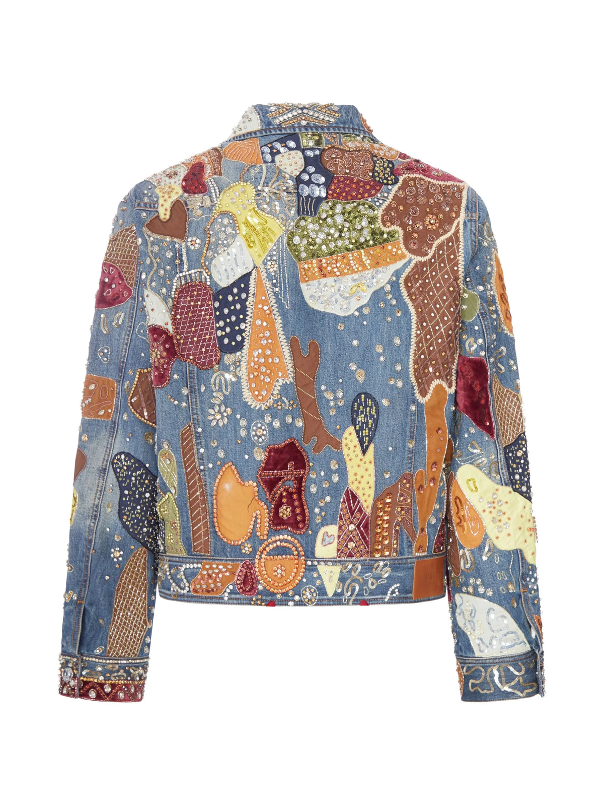 embroidered crystal-embellished denim jacket