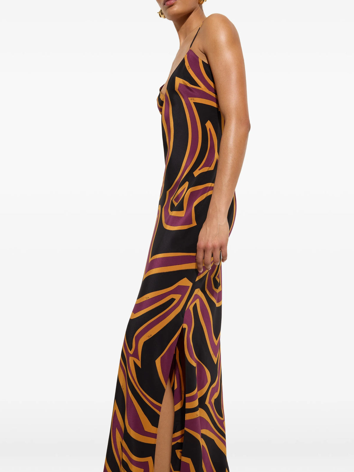 Labirinto-print crêpe de chine maxi dress