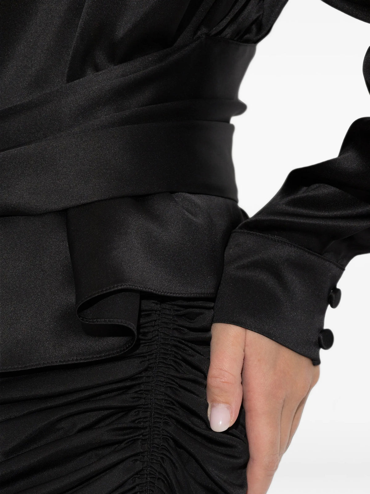 asymmetric tie-waist blouse