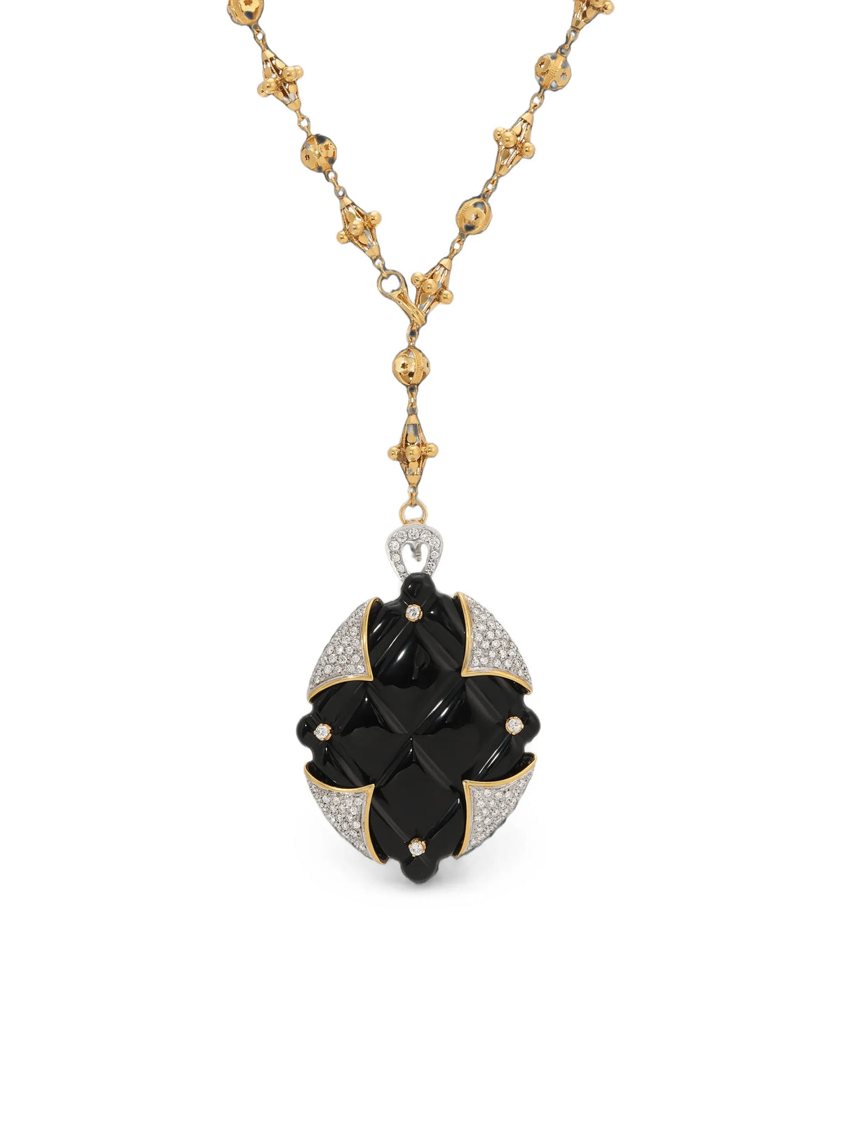 onyx and diamond pendant brooch