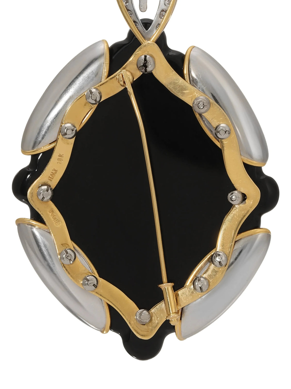 onyx and diamond pendant brooch