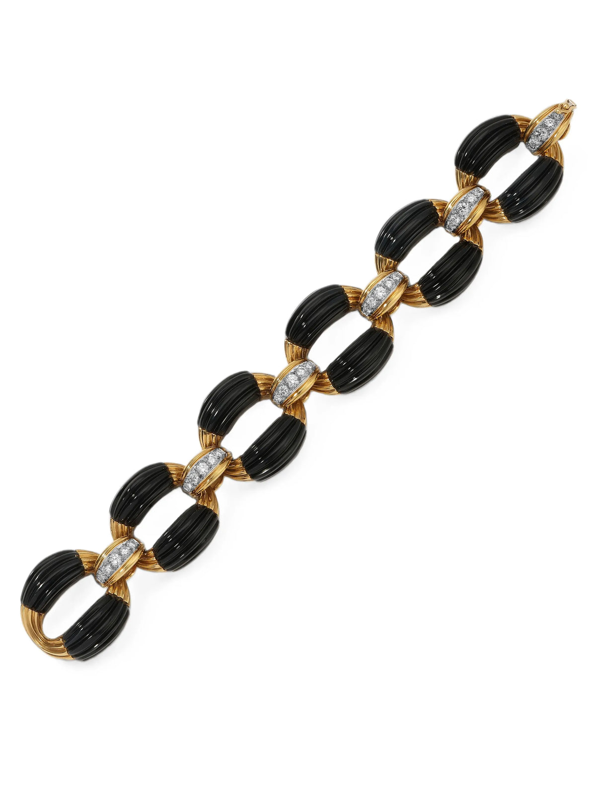 onyx and diamond link bracelet