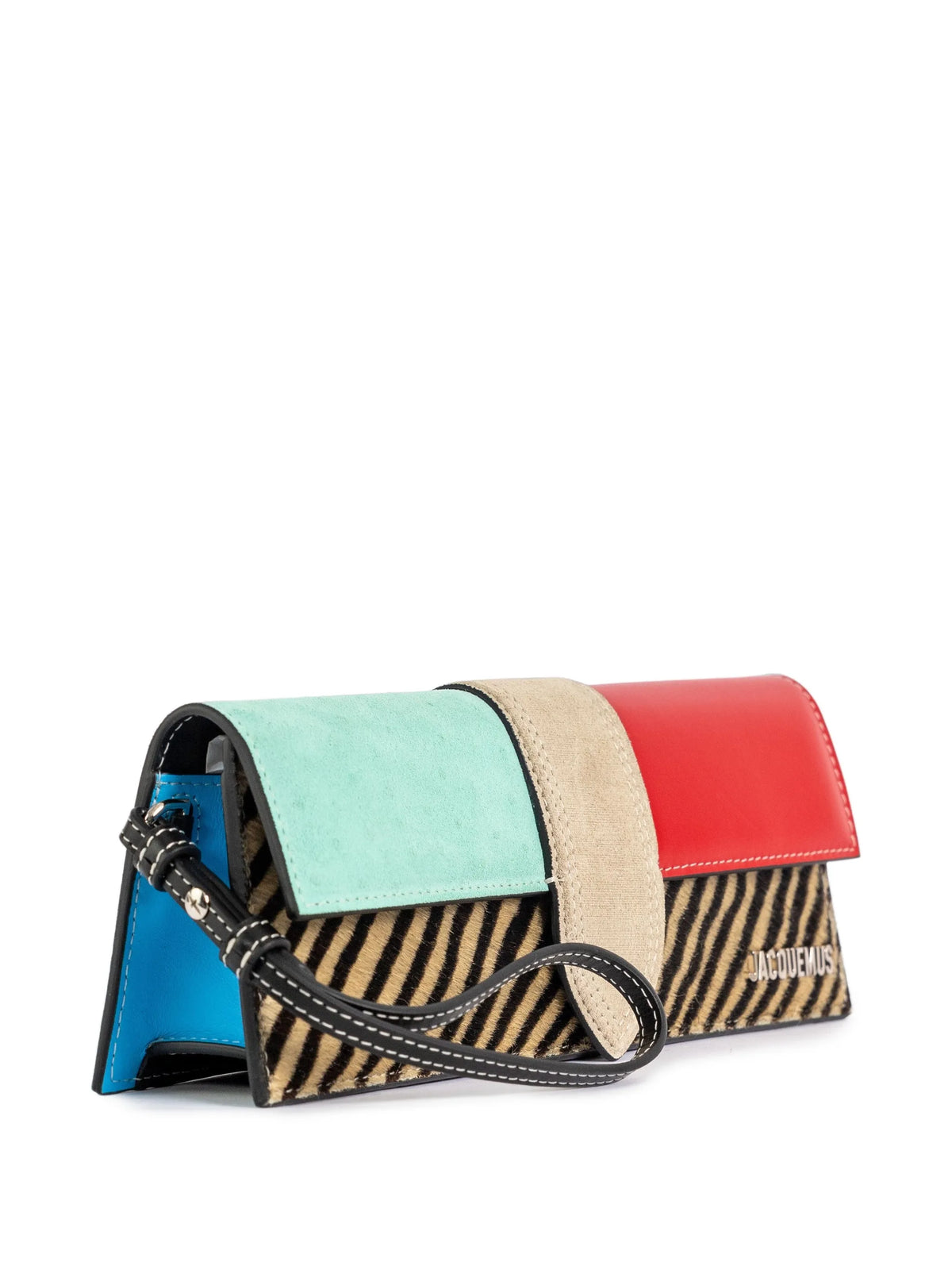 colour-block zebra-print clutch bag