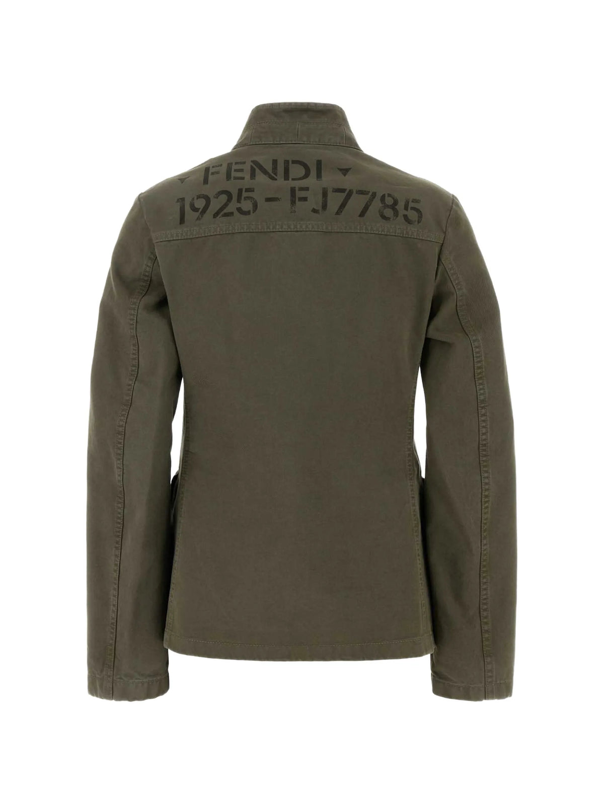 logo-print drill jacket