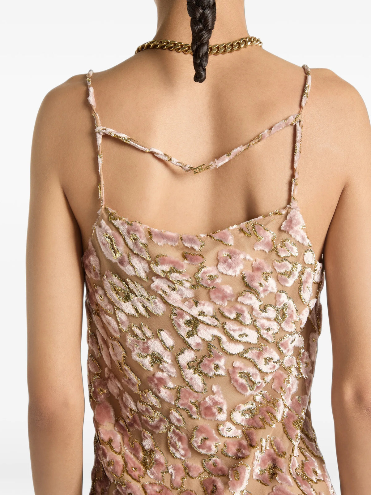 velvet jacquard dress with spaghetti straps