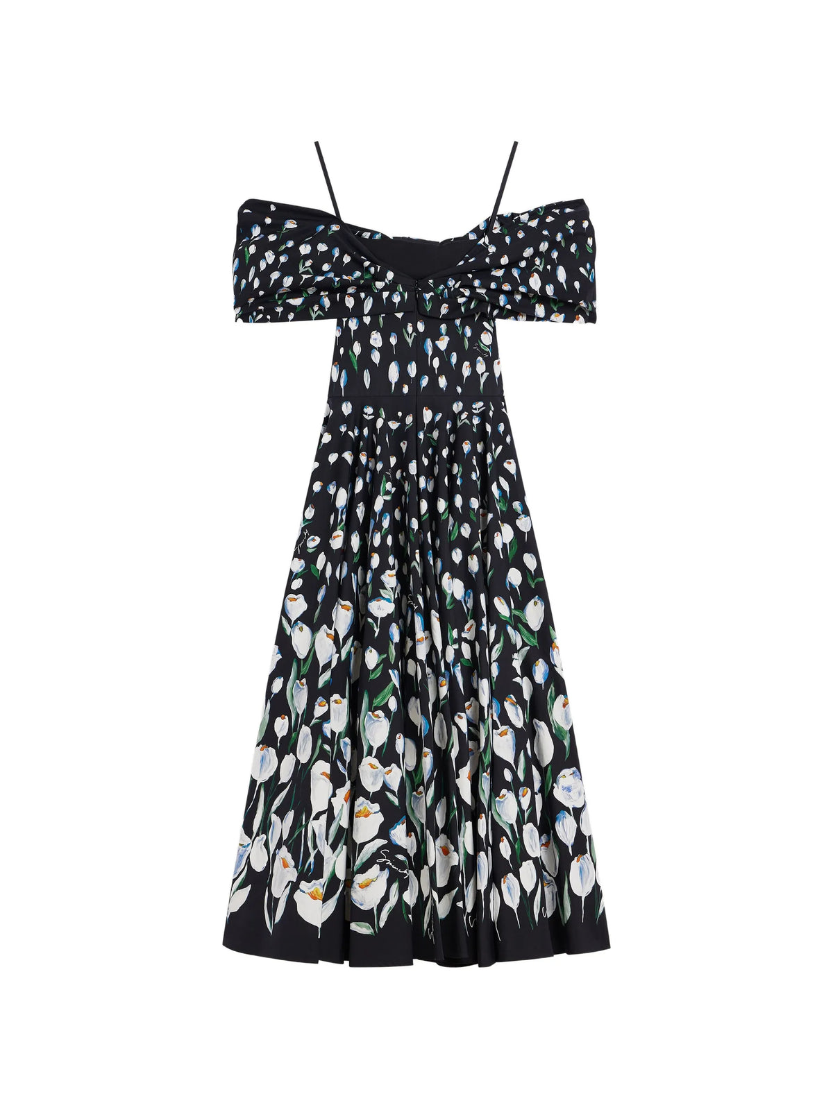 midi bow dress in poplin with tulip print