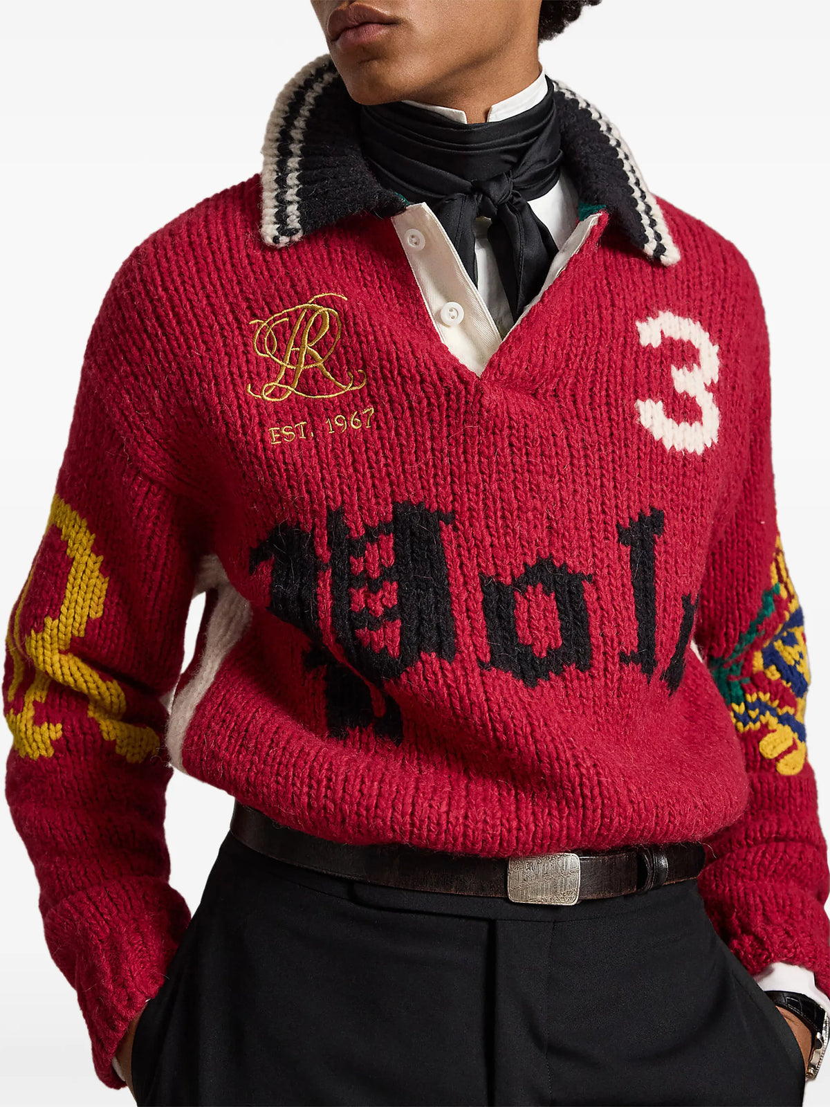relaxed-fit polo-collar jumper