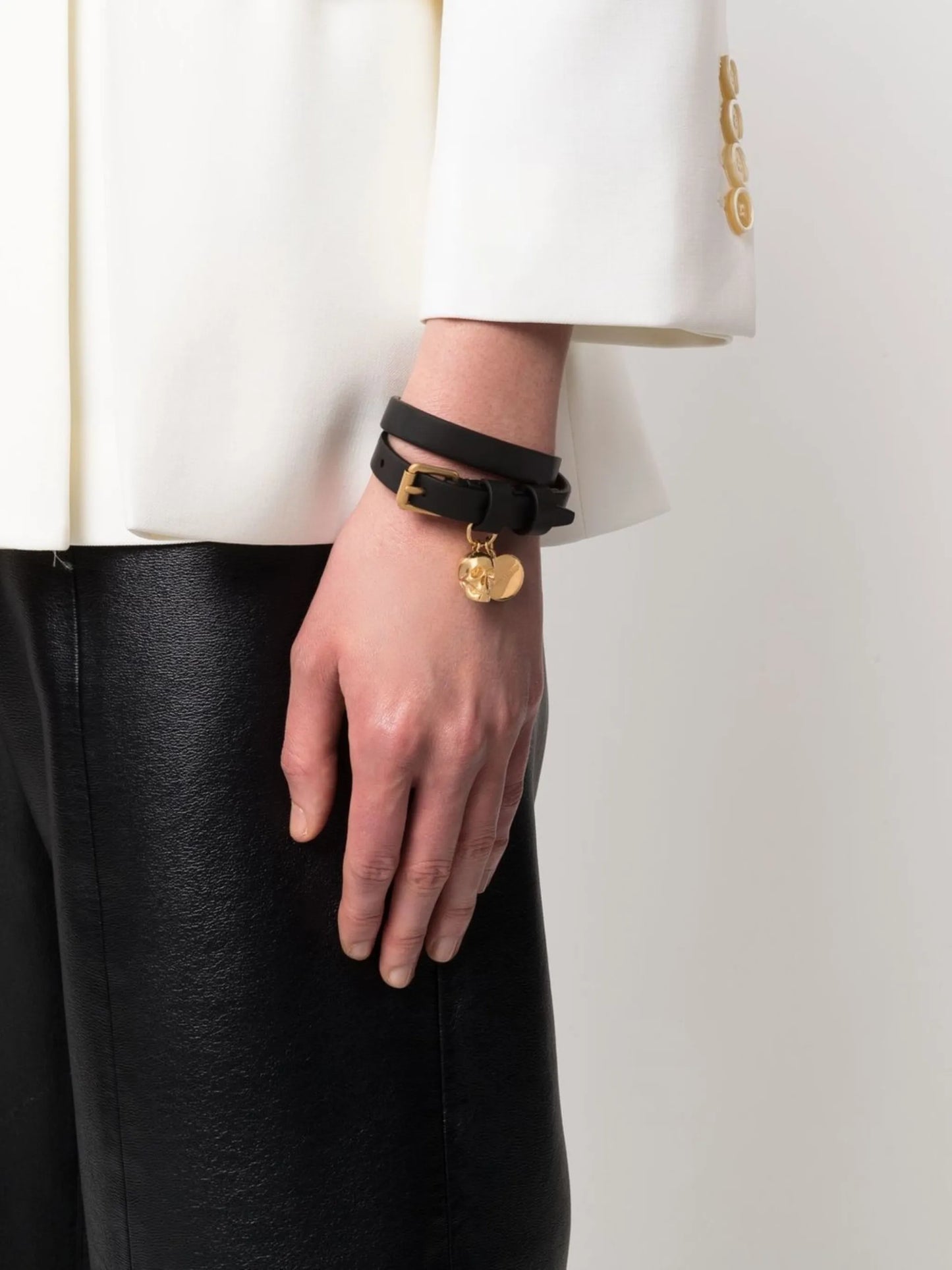 double-wrap skull-charm bracelet