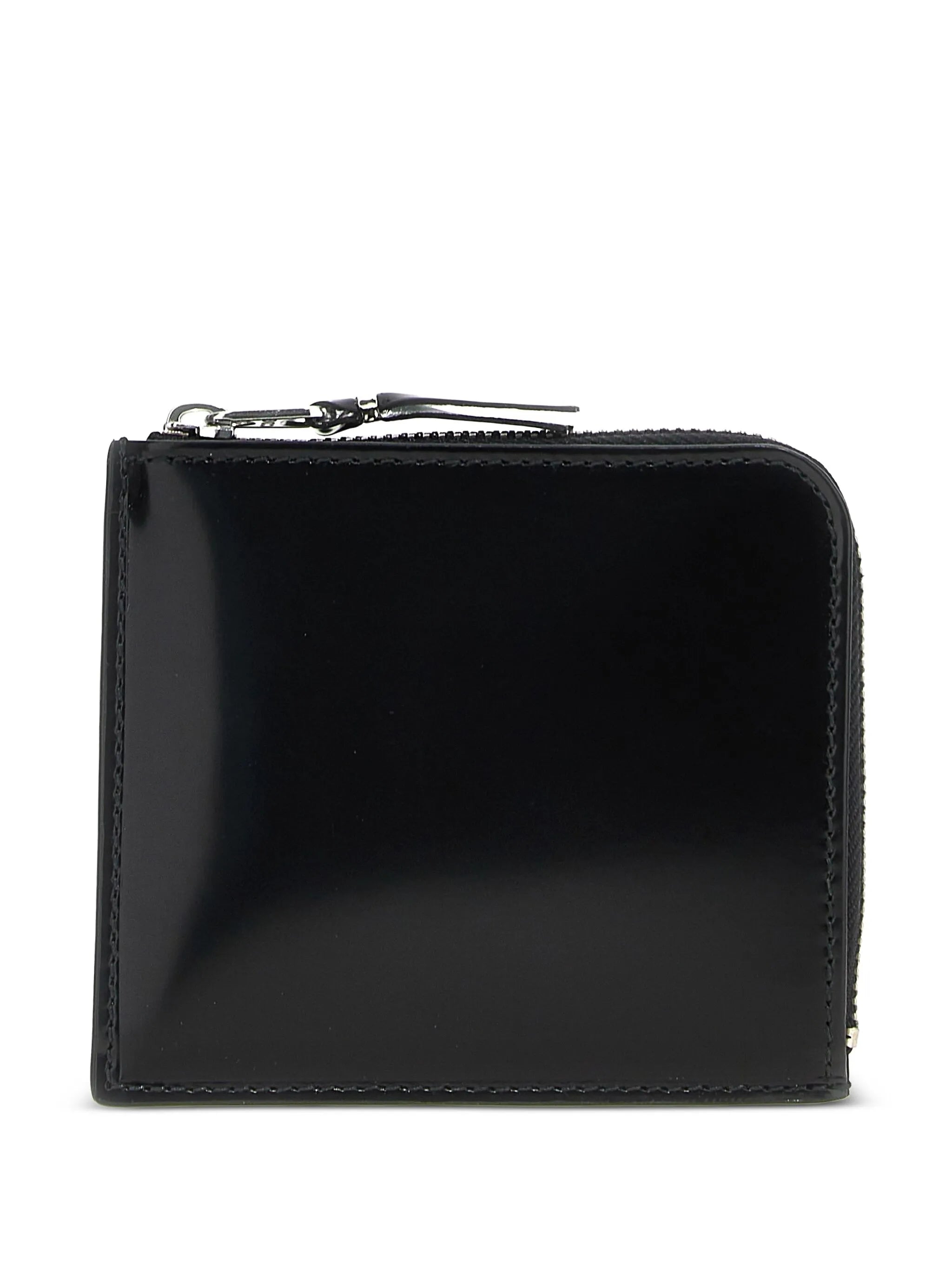glossy half-zip wallet