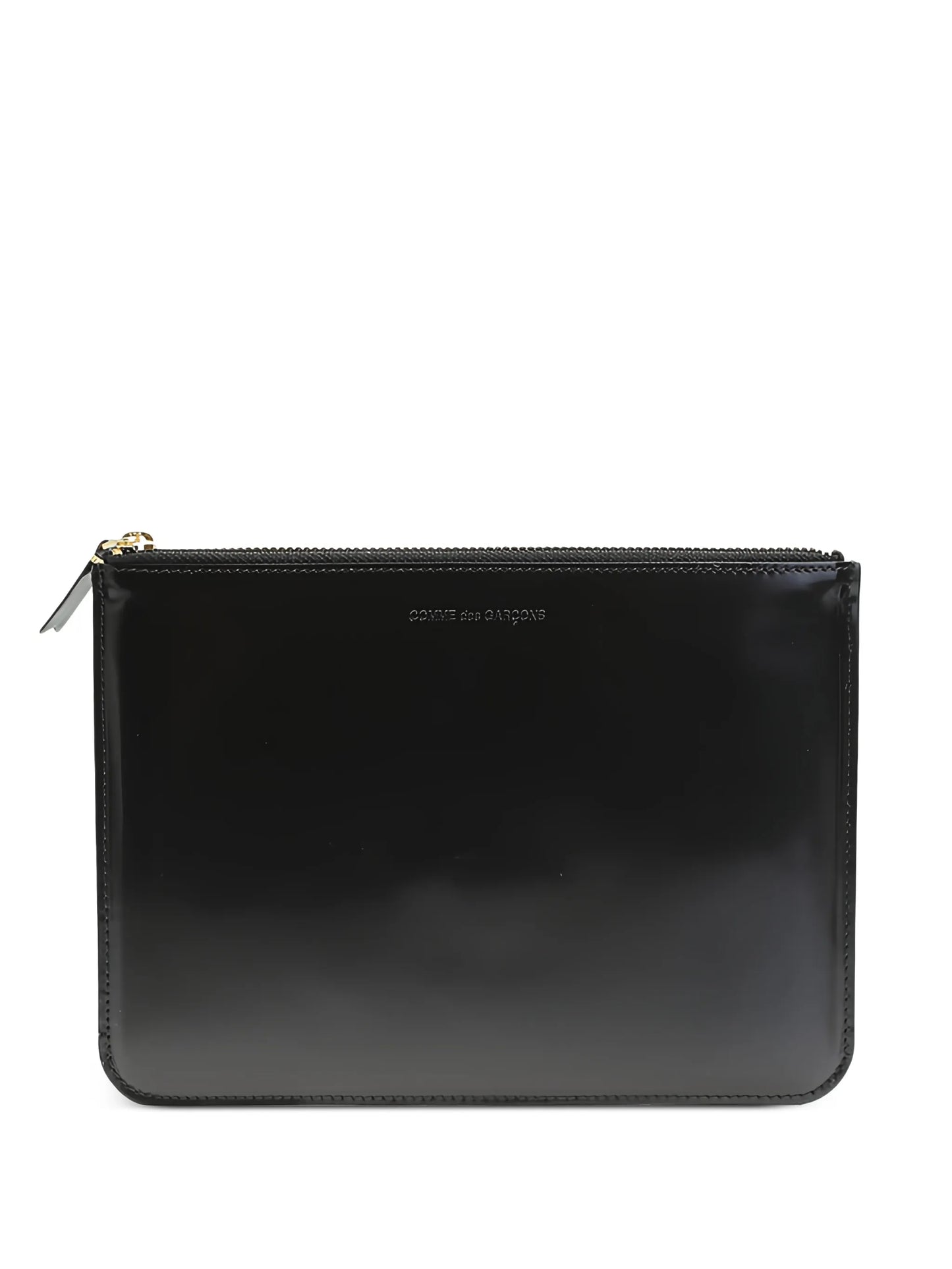 logo-debossed leather clutch