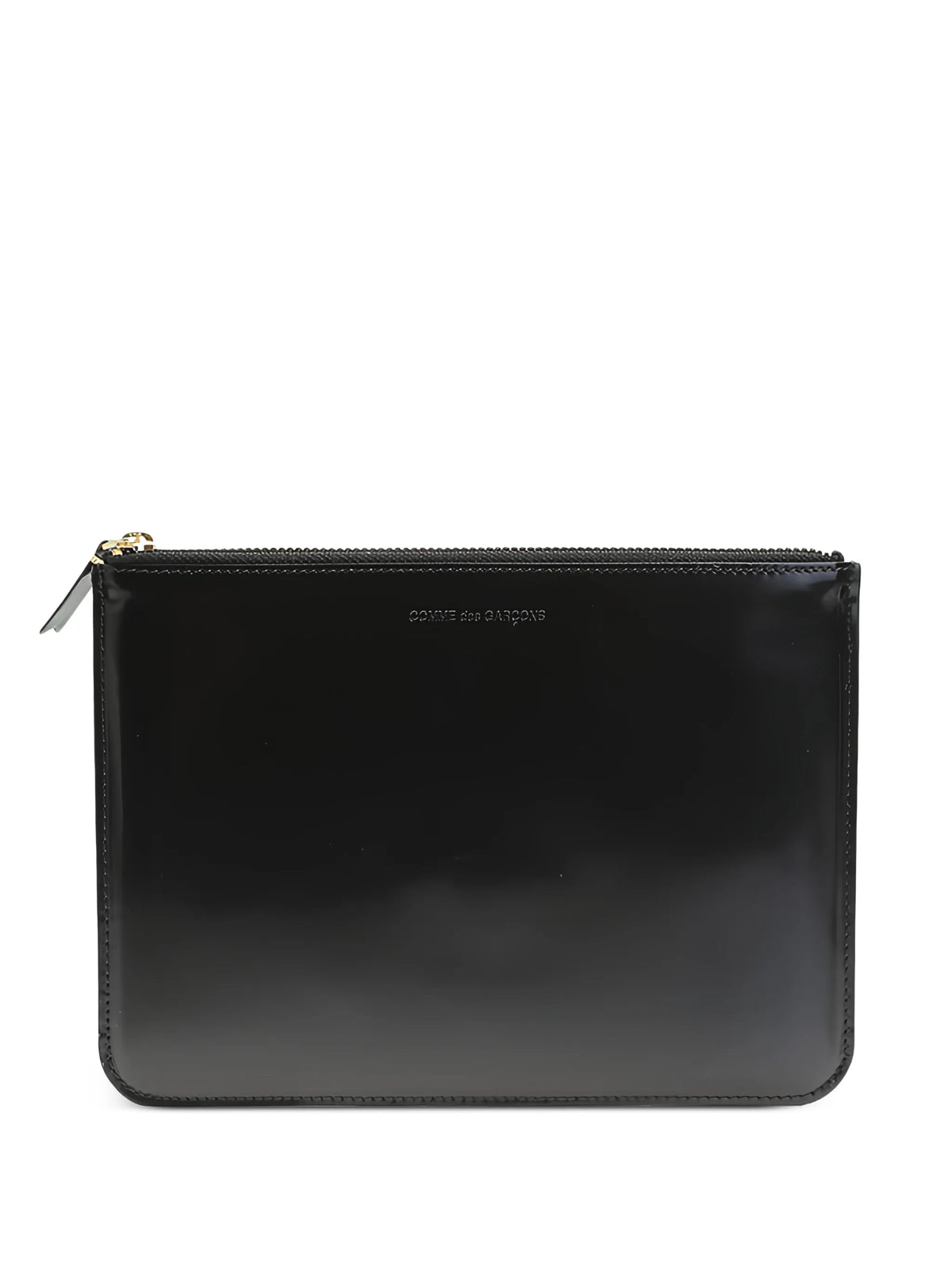 logo-debossed leather clutch