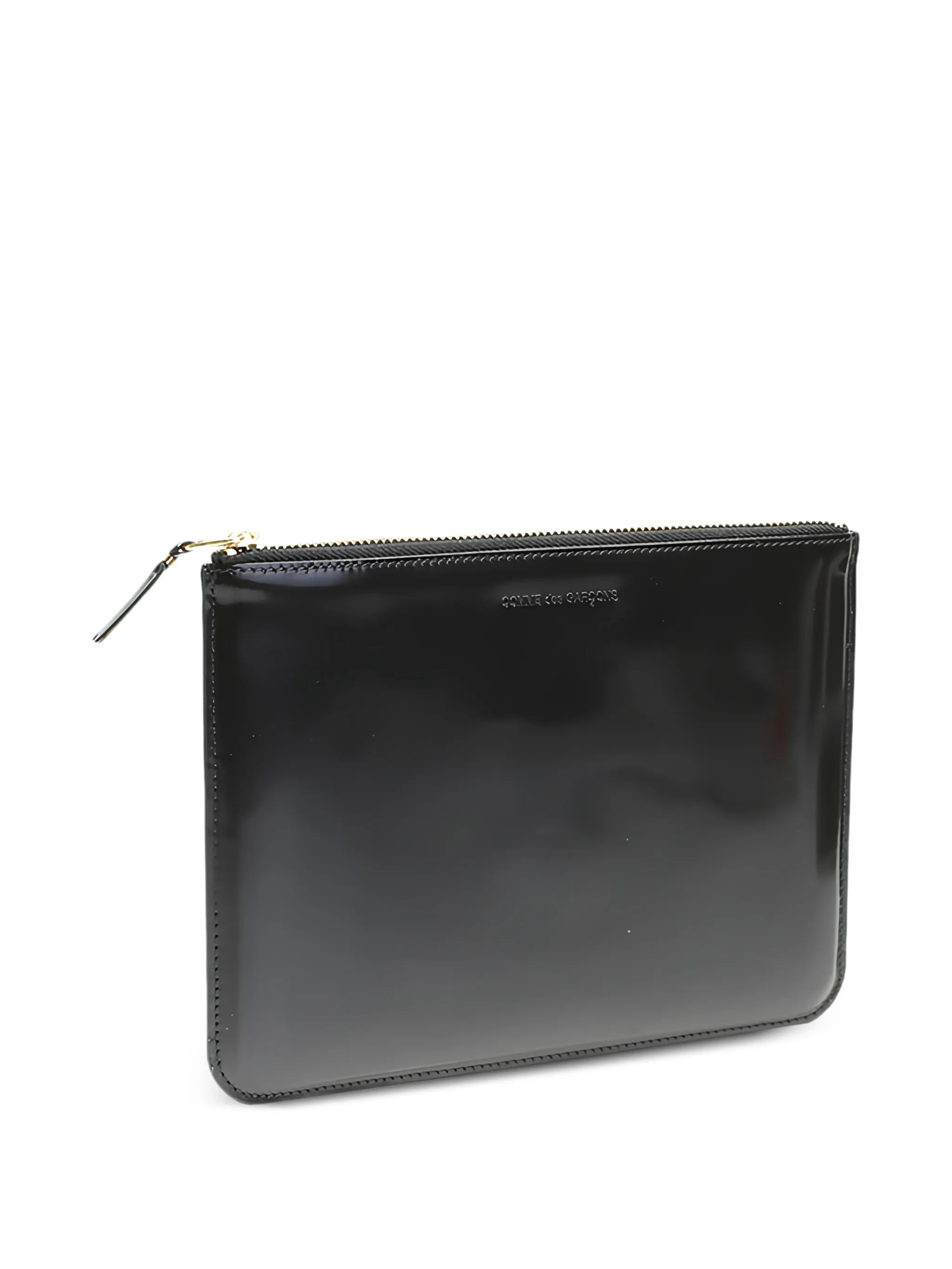 logo-debossed leather clutch