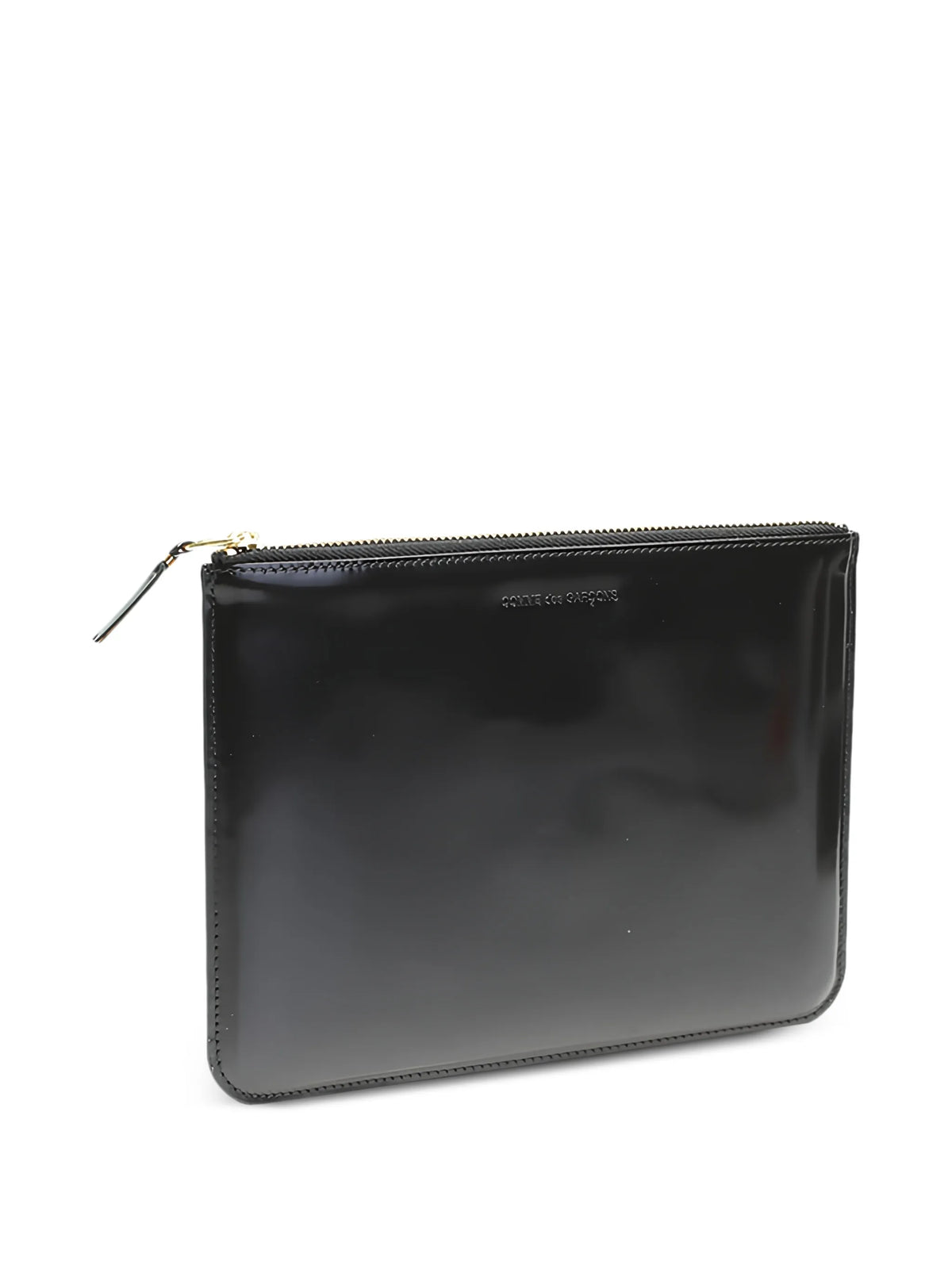 logo-debossed leather clutch
